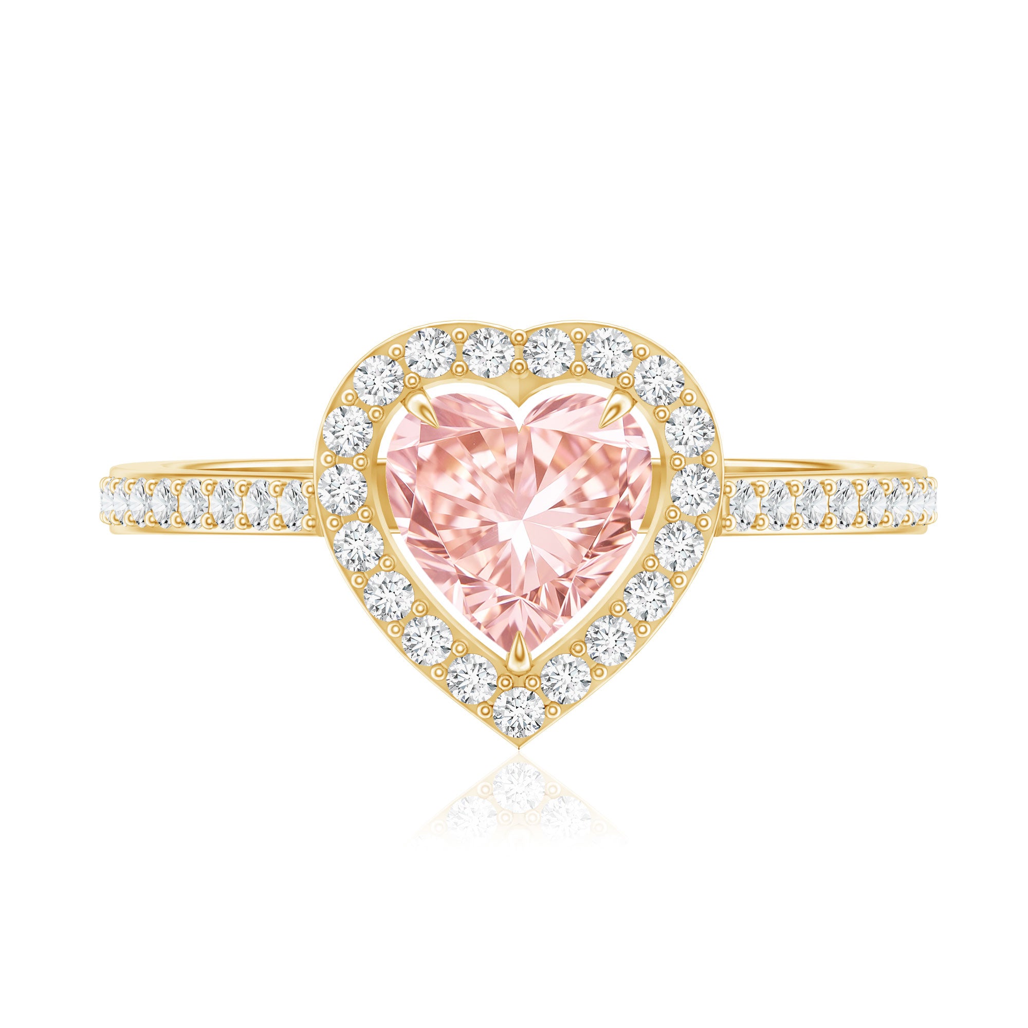 Heart Shape 1 CT Lab Grown Pink White Diamond Halo Engagement Ring IGI Certified Fancy Pink - VS1 - Rosec Jewels