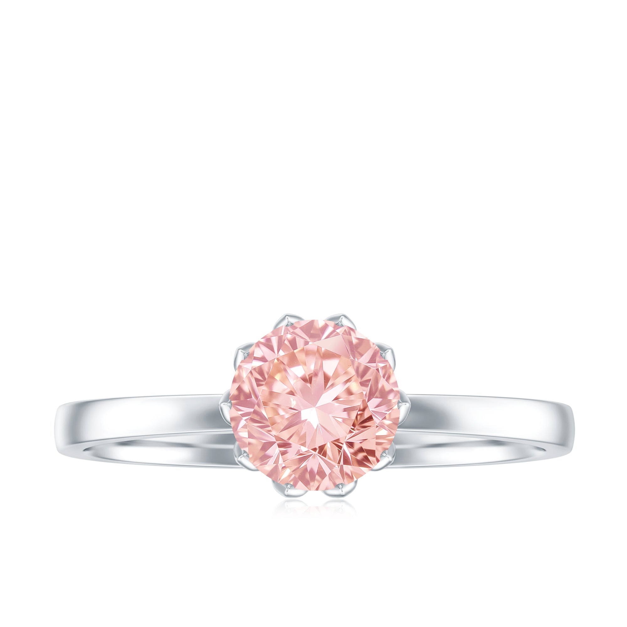 IGI Certified 1 CT Lab Grown Pink Diamond Solitaire Engagement Ring in Lotus Basket Setting E-VS1 - Rosec Jewels