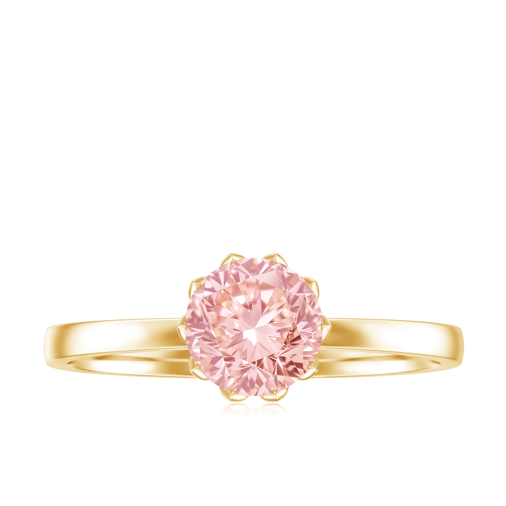 IGI Certified 1 CT Lab Grown Pink Diamond Solitaire Engagement Ring in Lotus Basket Setting Fancy Pink - VS1 - Rosec Jewels