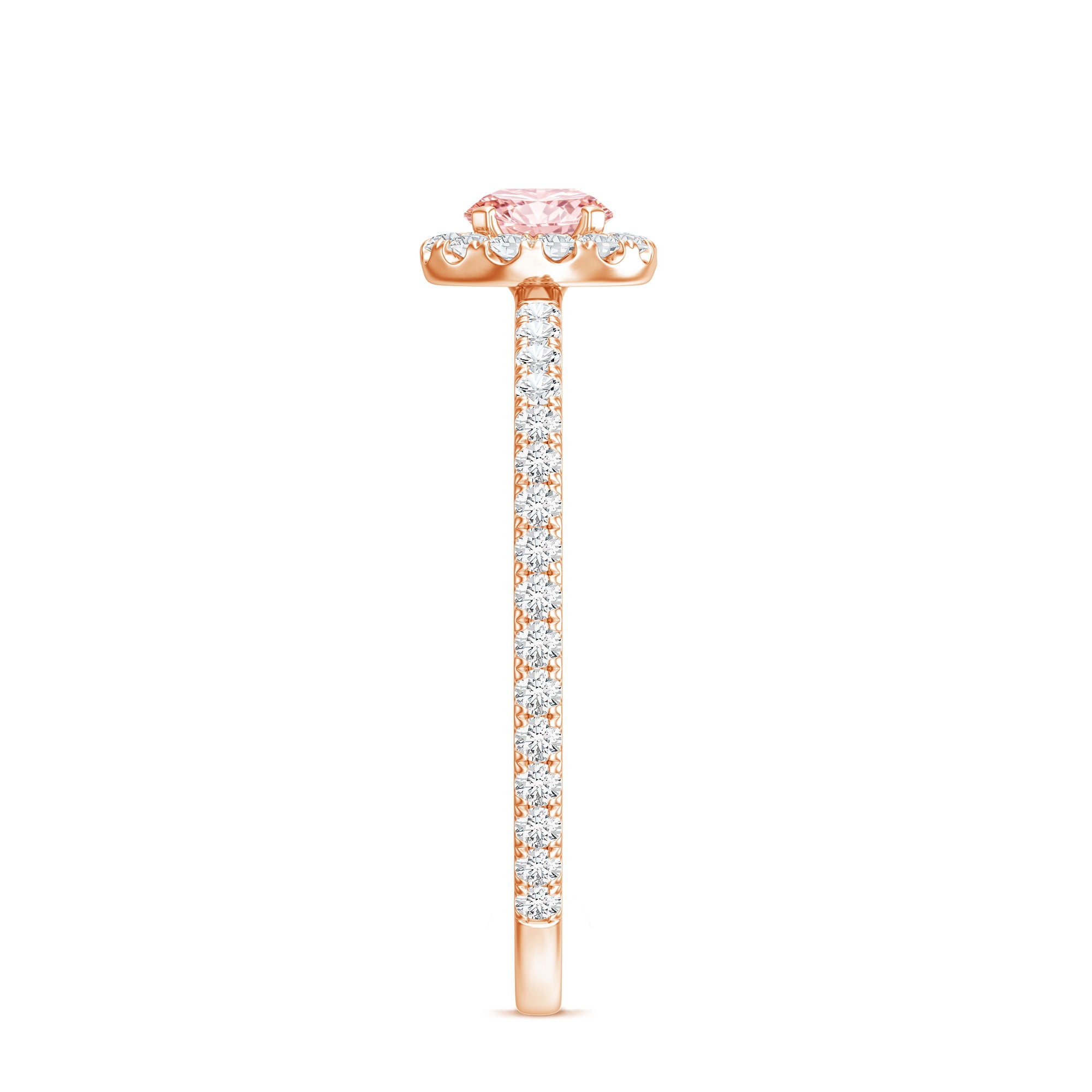 Rosec Jewels-Lab Grown Pink White Diamond Halo Engagement Ring with Certificate