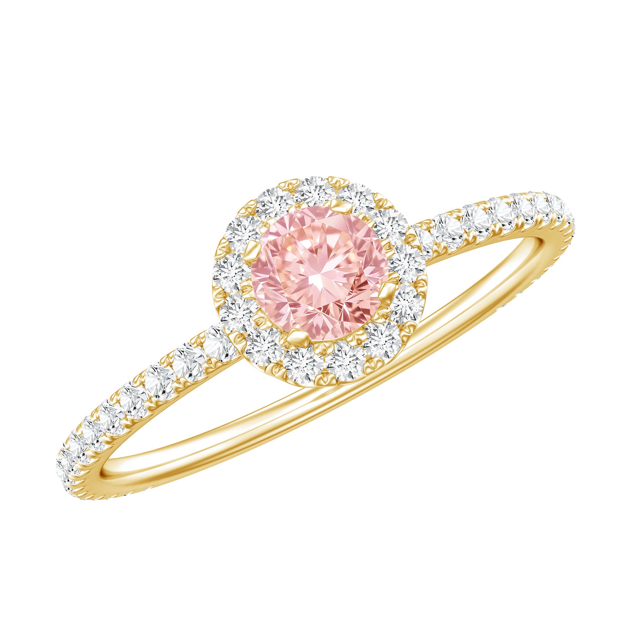 Lab Grown Pink White Diamond Halo Engagement Ring with IGI Certificate Fancy Pink - VS1 - Rosec Jewels