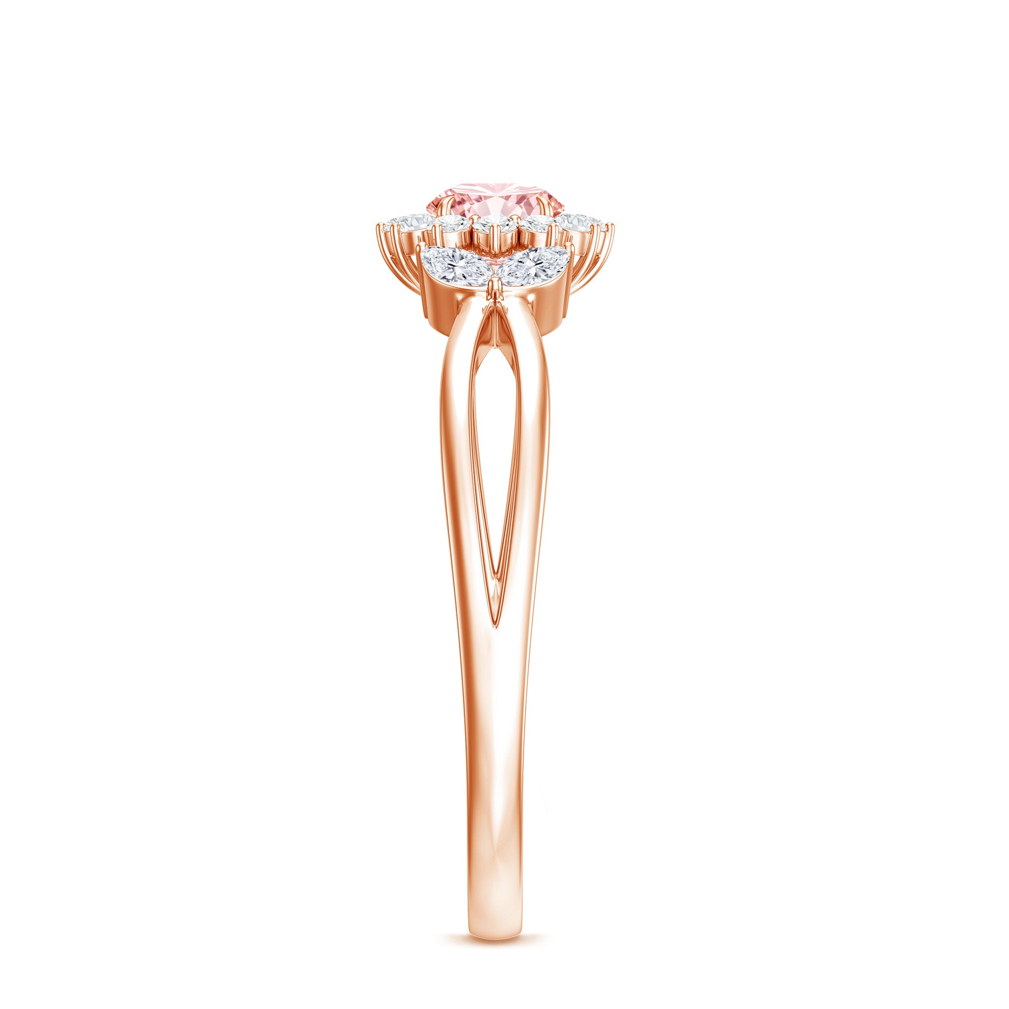 Lab Grown Pink and White Diamond Flower Engagement Ring IGI Certified E-VS1 - Rosec Jewels