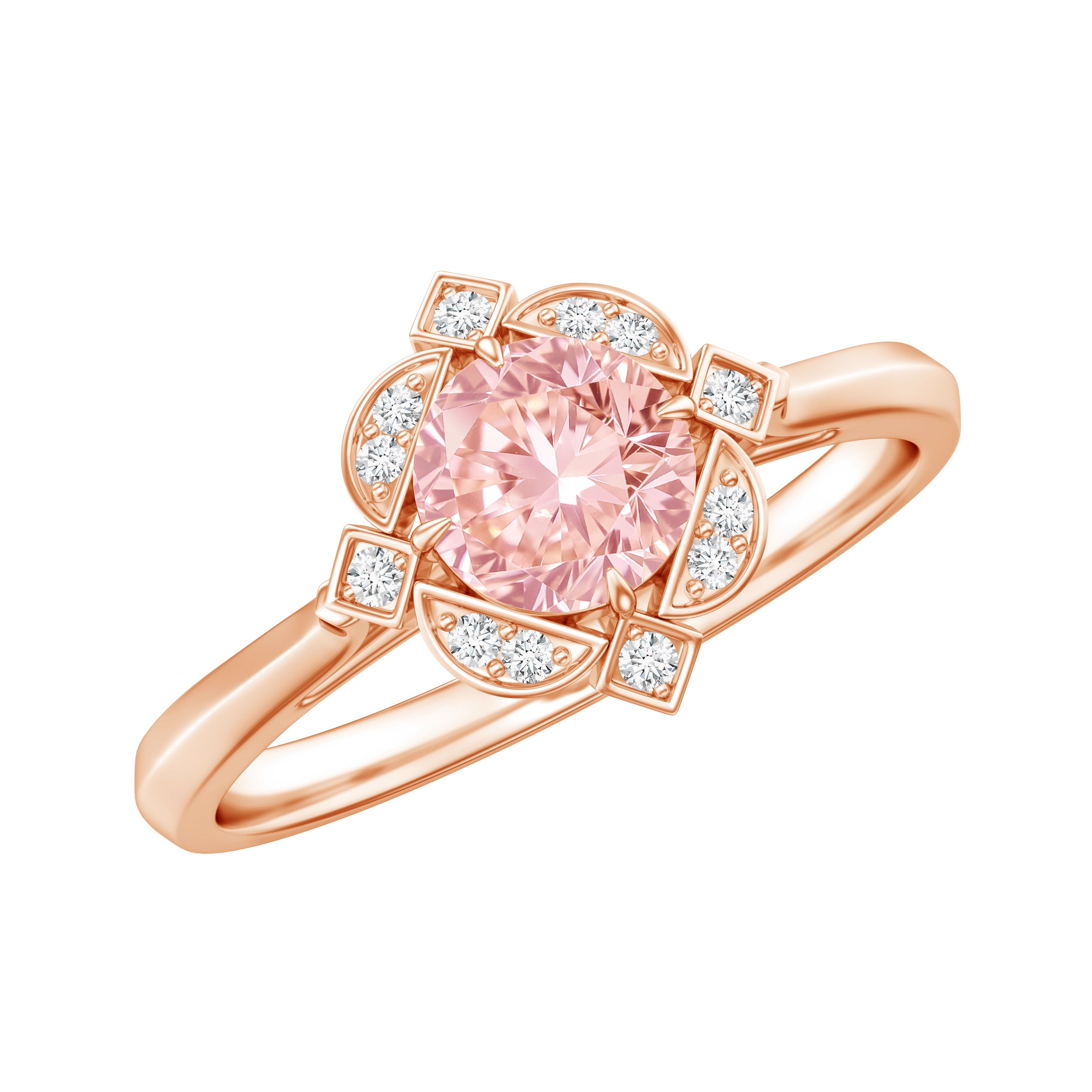 Vintage Inspired Lab Grown Pink Diamond Engagement Ring with IGI Certificate Fancy Pink - VS1 - Rosec Jewels