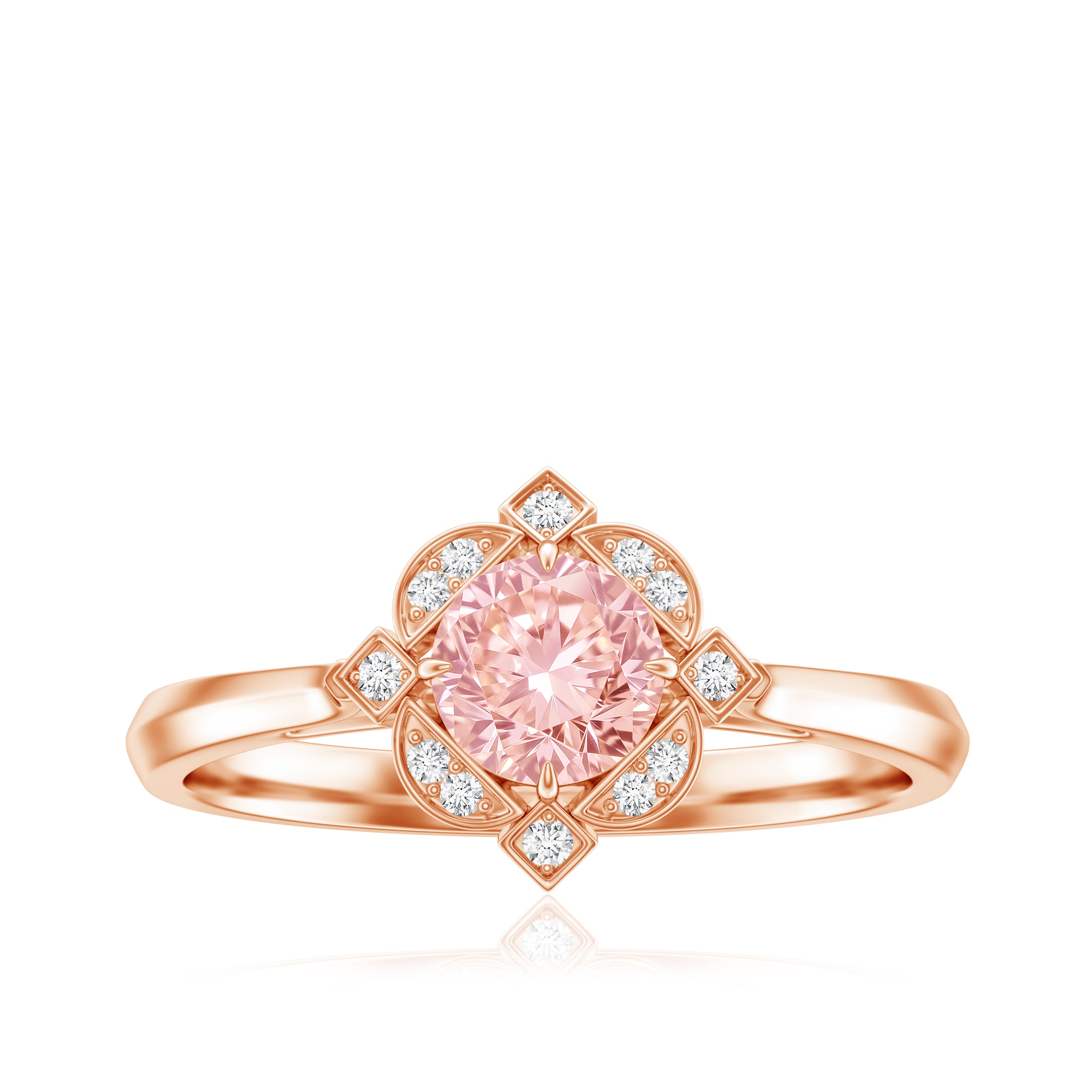Vintage Inspired Lab Grown Pink Diamond Engagement Ring with IGI Certificate Fancy Pink - VS1 - Rosec Jewels