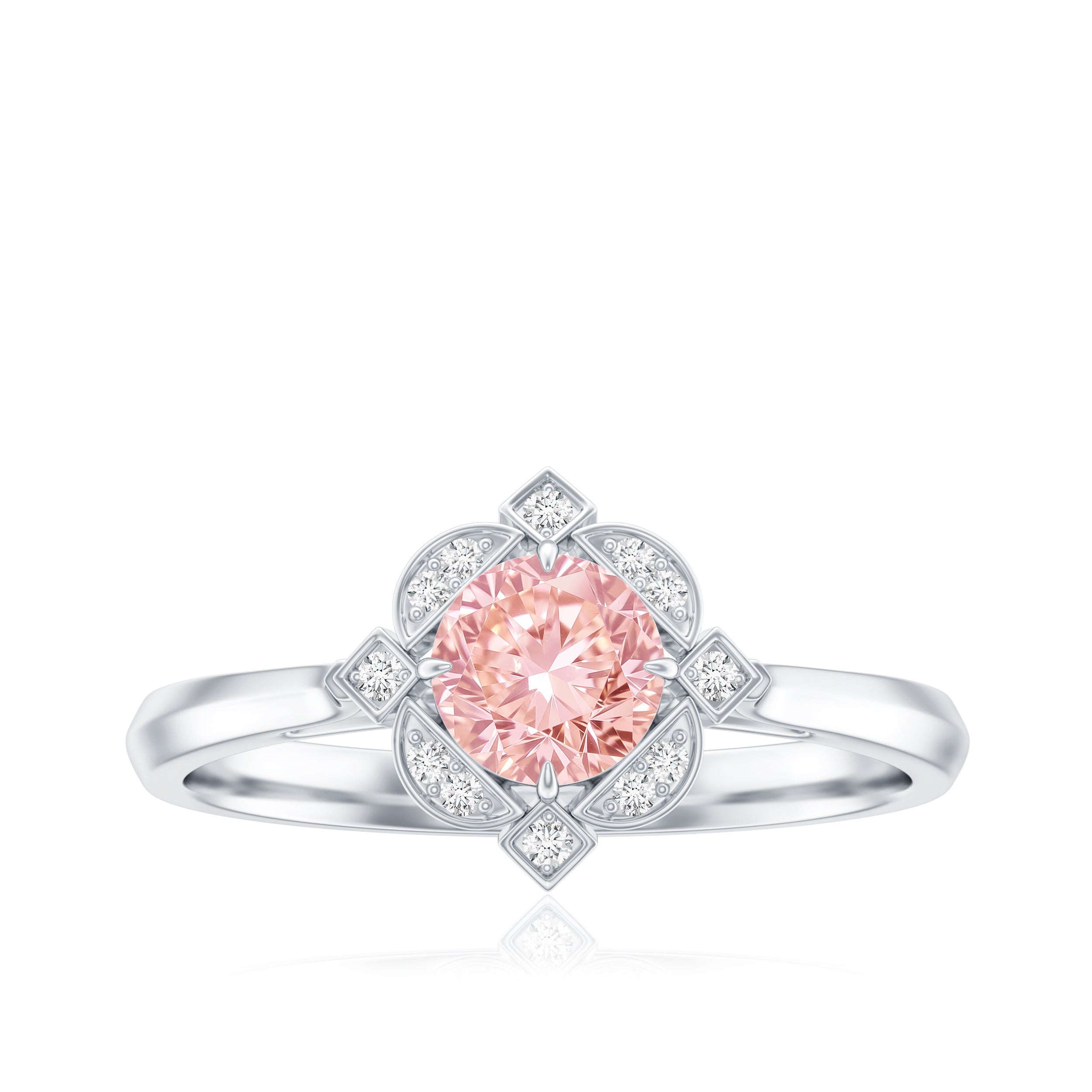 Vintage Inspired Lab Grown Pink Diamond Engagement Ring with IGI Certificate Fancy Pink - VS1 - Rosec Jewels