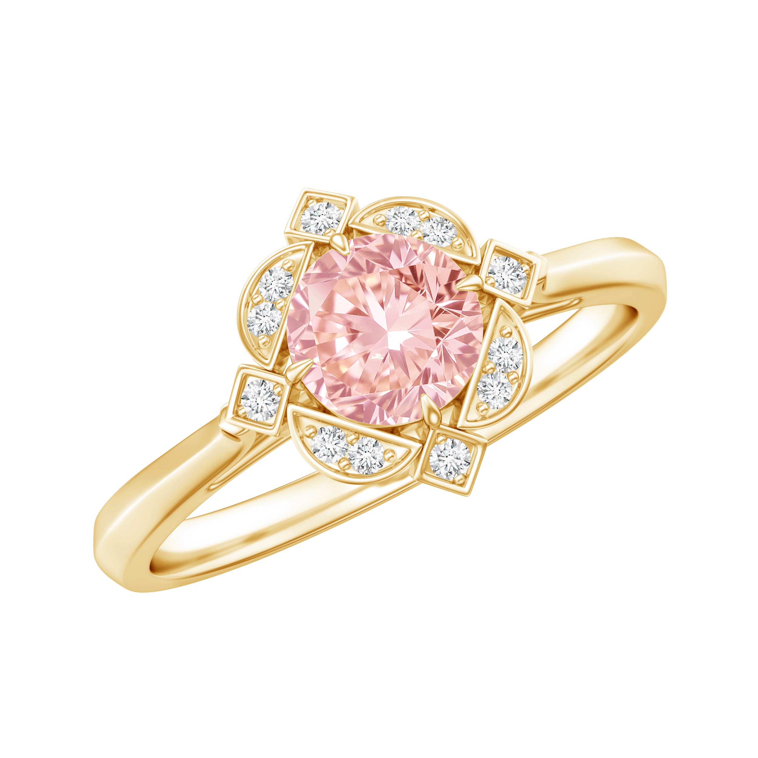 Vintage Inspired Lab Grown Pink Diamond Engagement Ring with IGI Certificate Fancy Pink - VS1 - Rosec Jewels