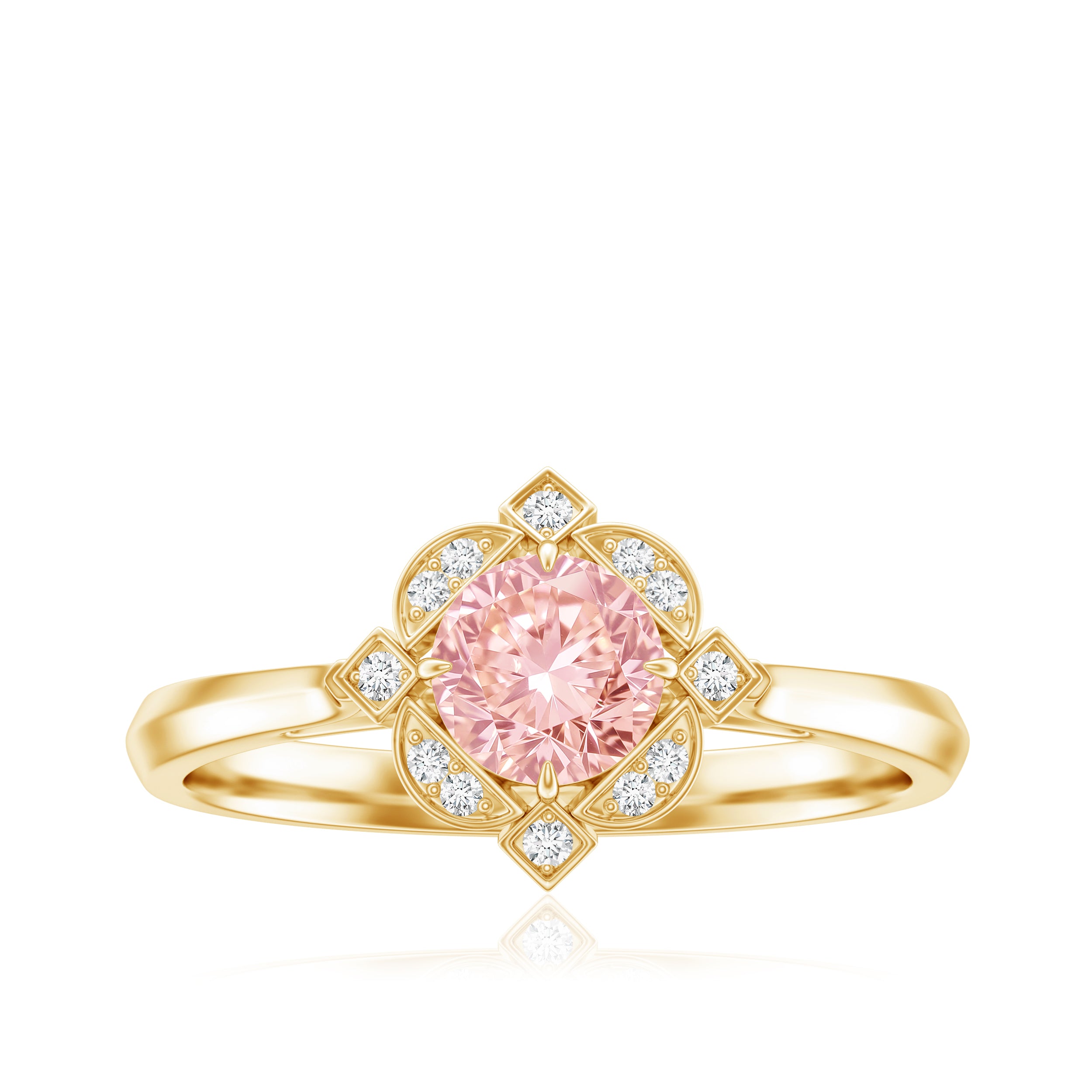 Vintage Inspired Lab Grown Pink Diamond Engagement Ring with IGI Certificate Fancy Pink - VS1 - Rosec Jewels
