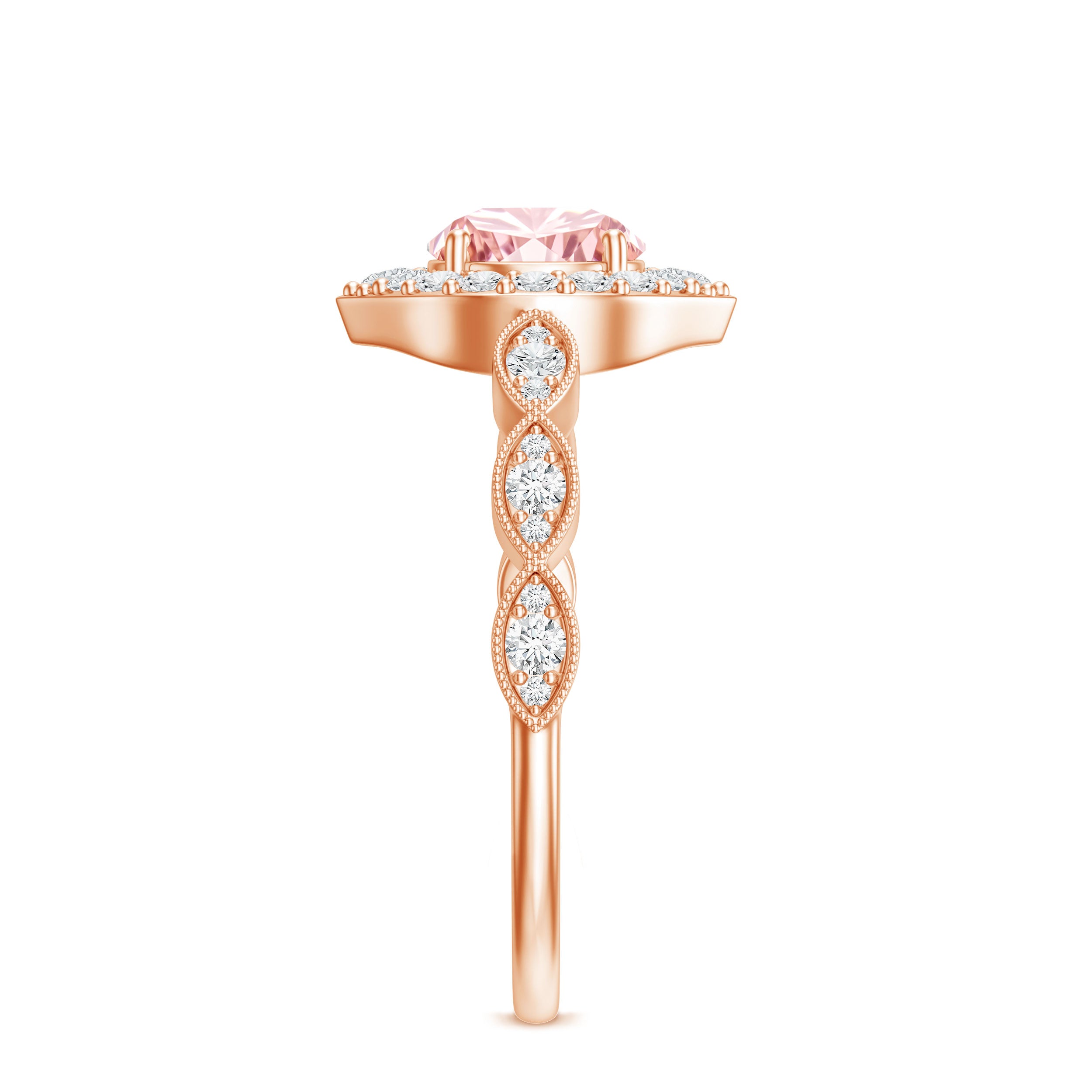 IGI Certified Lab Grown Pink White Diamond Designer Engagement Ring Fancy Pink - VS1 - Rosec Jewels