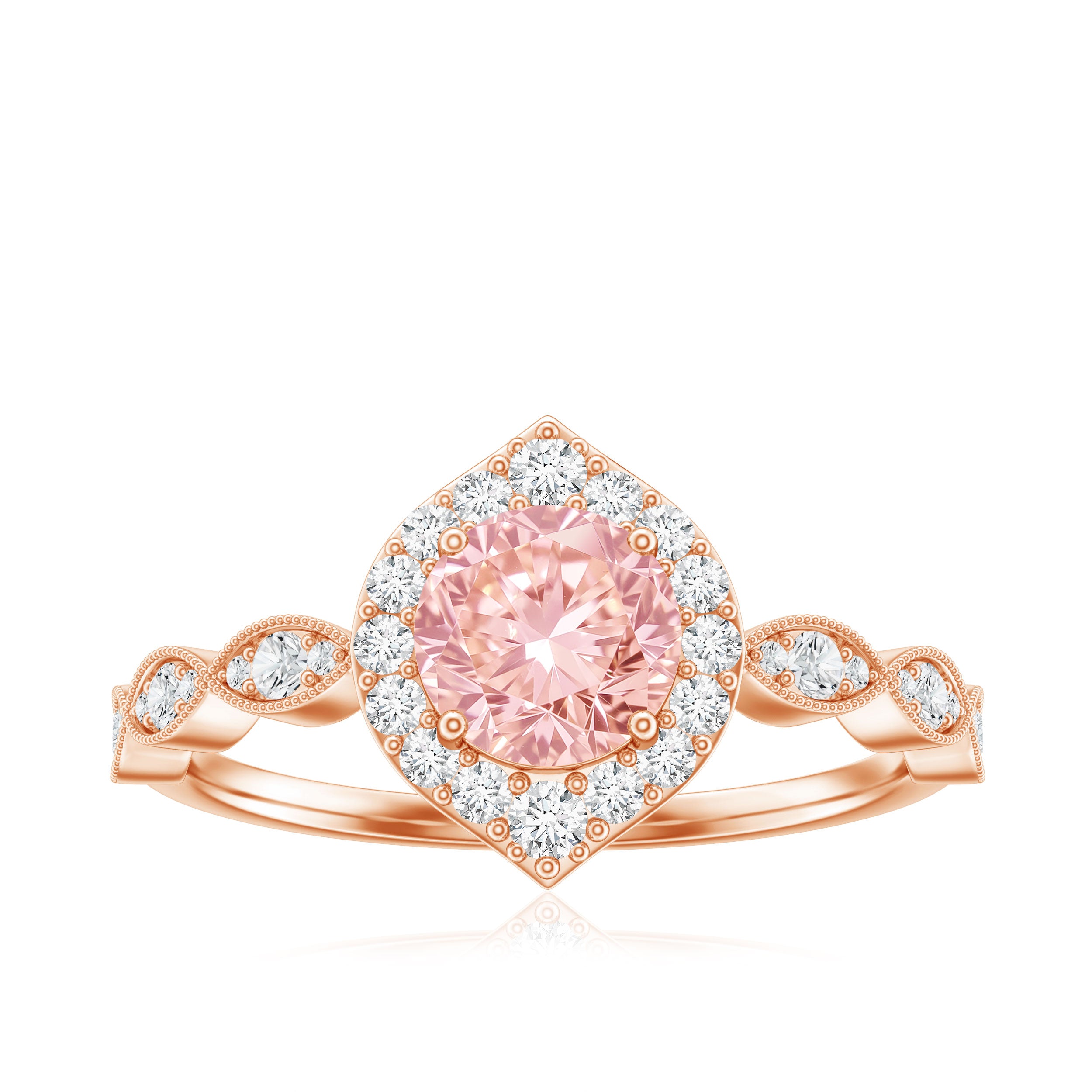 IGI Certified Lab Grown Pink White Diamond Designer Engagement Ring Fancy Pink - VS1 - Rosec Jewels