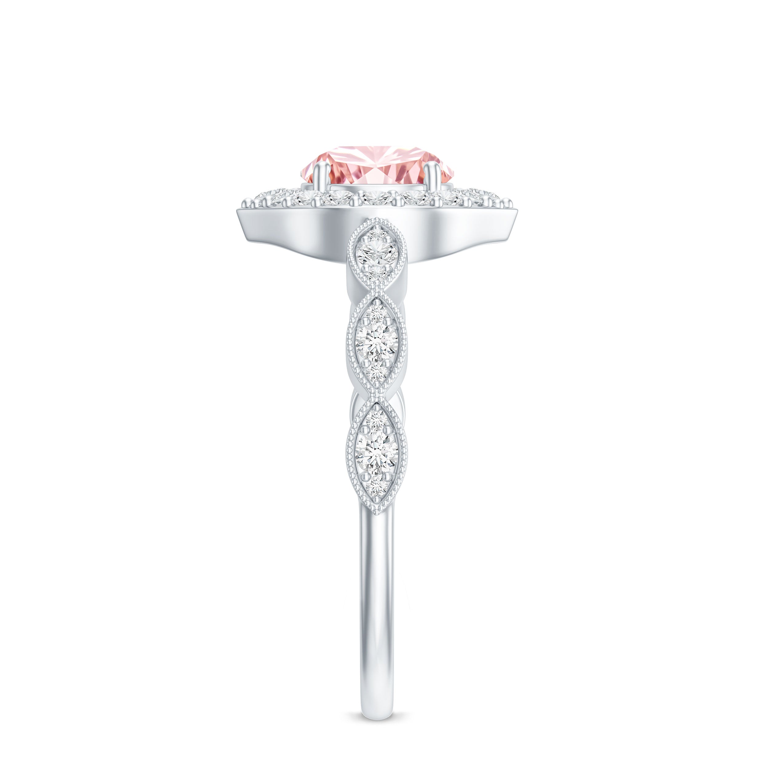 IGI Certified Lab Grown Pink White Diamond Designer Engagement Ring Fancy Pink - VS1 - Rosec Jewels
