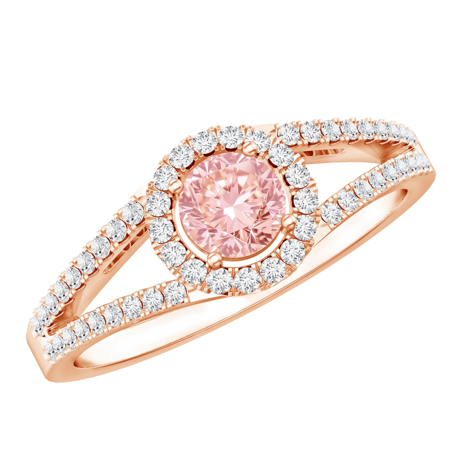 IGI Certified 1 CT Pink Lab Grown Diamond Halo Engagement Ring E-VS1 - Rosec Jewels