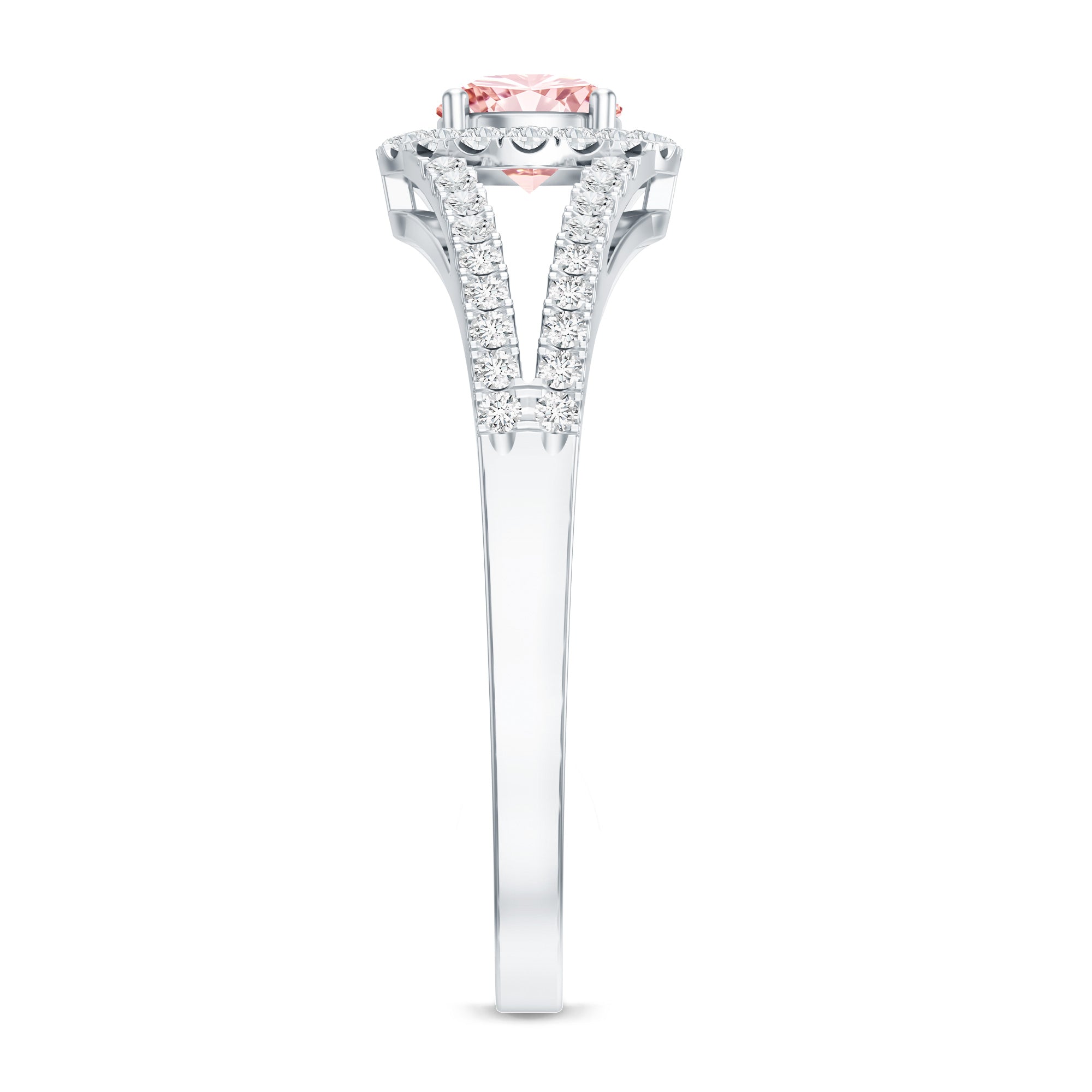 IGI Certified 1 CT Pink Lab Grown Diamond Halo Engagement Ring E-VS1 - Rosec Jewels