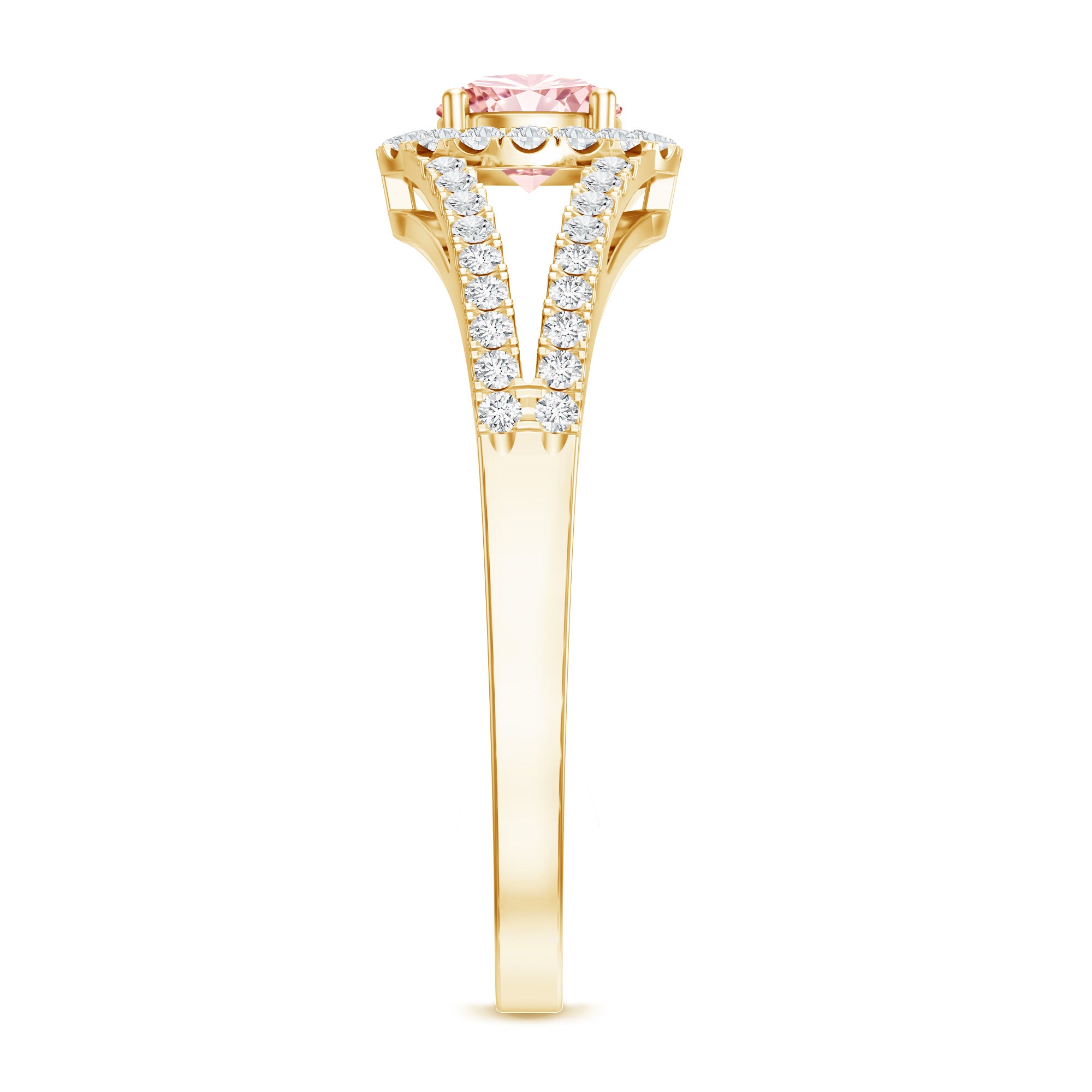 IGI Certified 1 CT Pink Lab Grown Diamond Halo Engagement Ring E-VS1 - Rosec Jewels