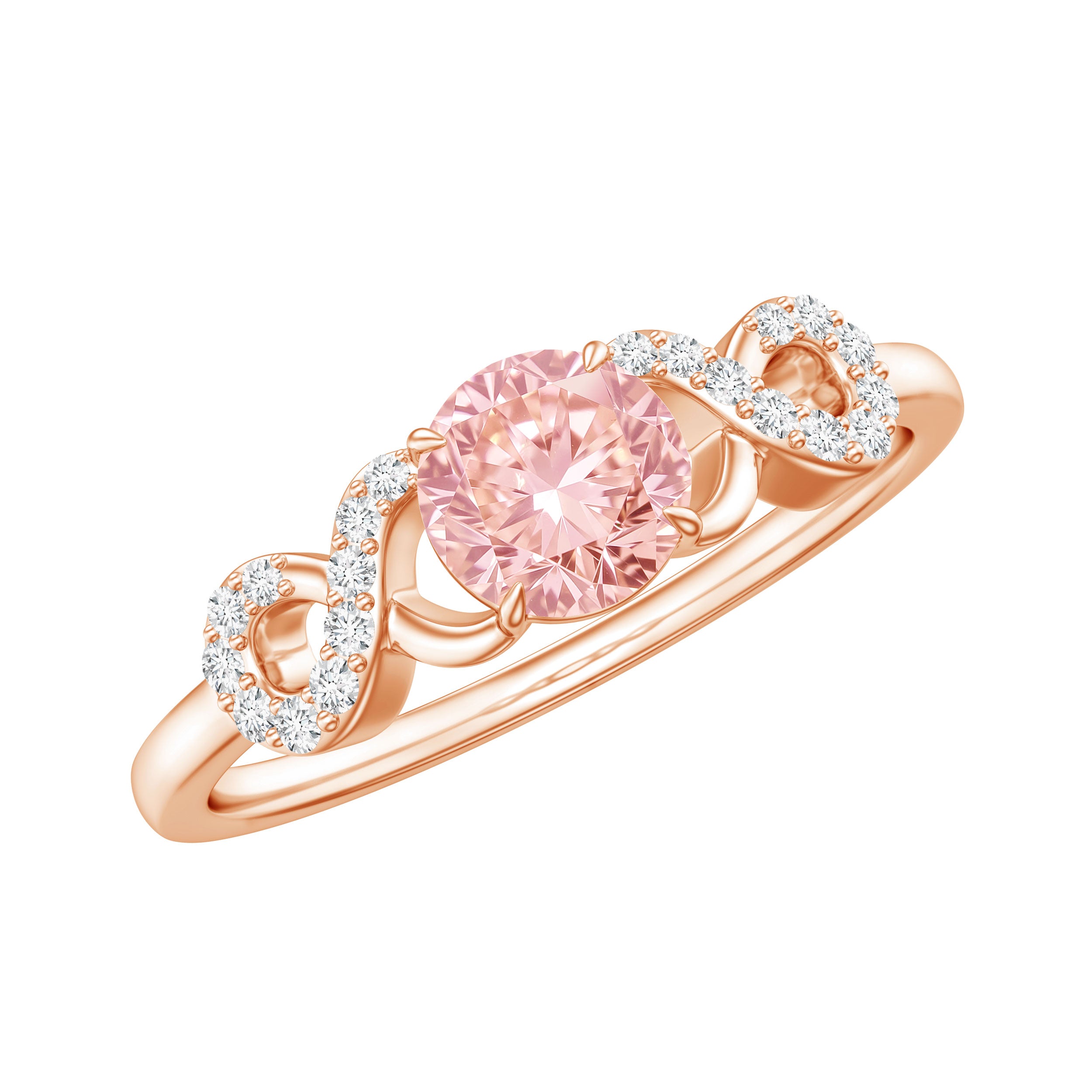 IGI Certified Lab Grown Pink Diamond Infinity Engagement Ring Fancy Pink - VS1 - Rosec Jewels
