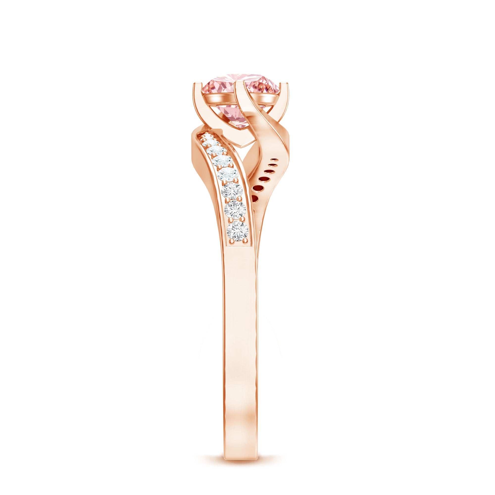 Lab Grown Pink Diamond Bypass Engagement Ring with IGI Certificate Fancy Pink - VS1 - Rosec Jewels