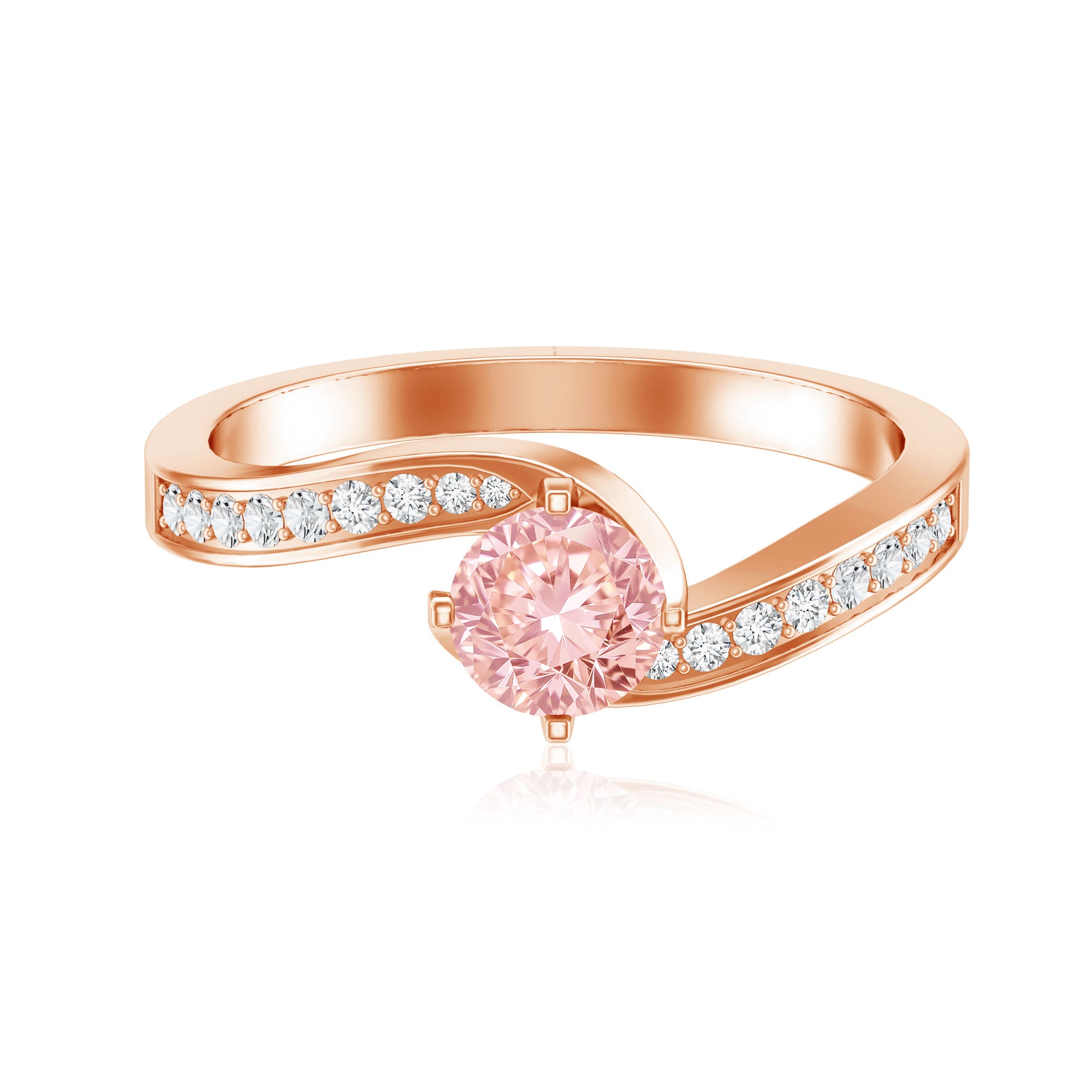 Lab Grown Pink Diamond Bypass Engagement Ring with IGI Certificate Fancy Pink - VS1 - Rosec Jewels