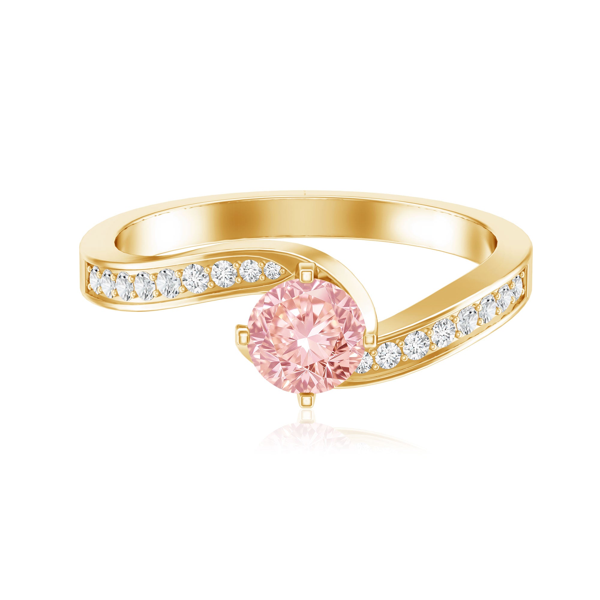 Lab Grown Pink Diamond Bypass Engagement Ring with IGI Certificate Fancy Pink - VS1 - Rosec Jewels