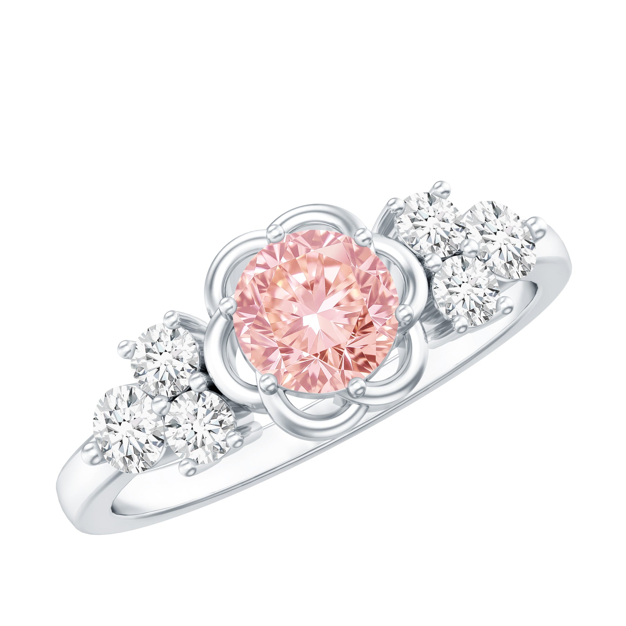Nature Inspired Lab Grown Pink Diamond Flower Engagement Ring with IGI Certificate Fancy Pink - VS1 - Rosec Jewels