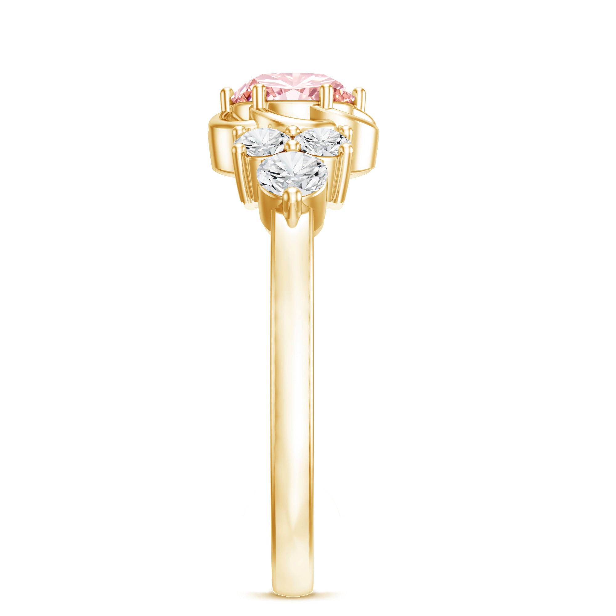 Nature Inspired Lab Grown Pink Diamond Flower Engagement Ring with IGI Certificate Fancy Pink - VS1 - Rosec Jewels