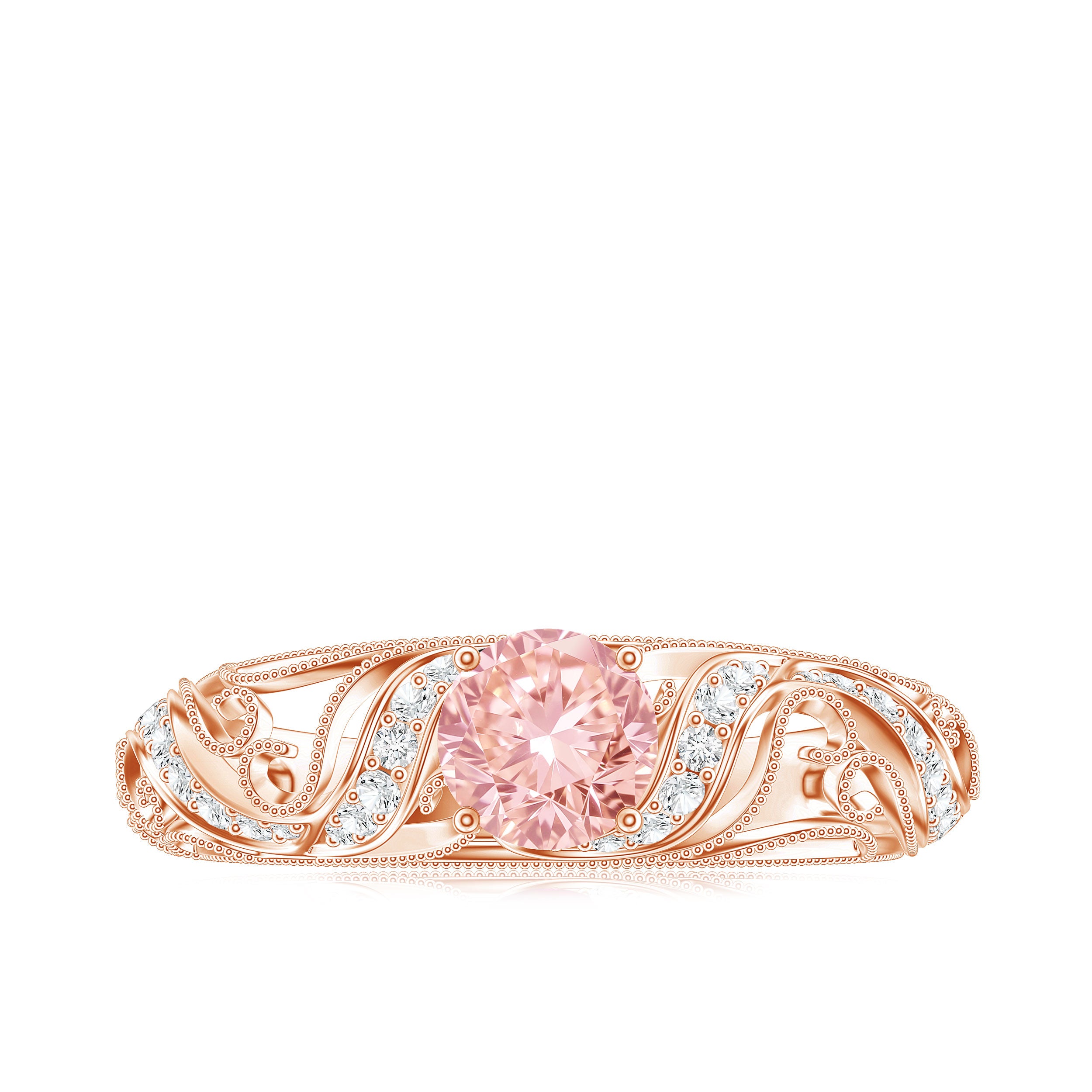 Lab Grown Pink Diamond Vintage Inspired Engagement Ring IGI Certified E-VS1 - Rosec Jewels