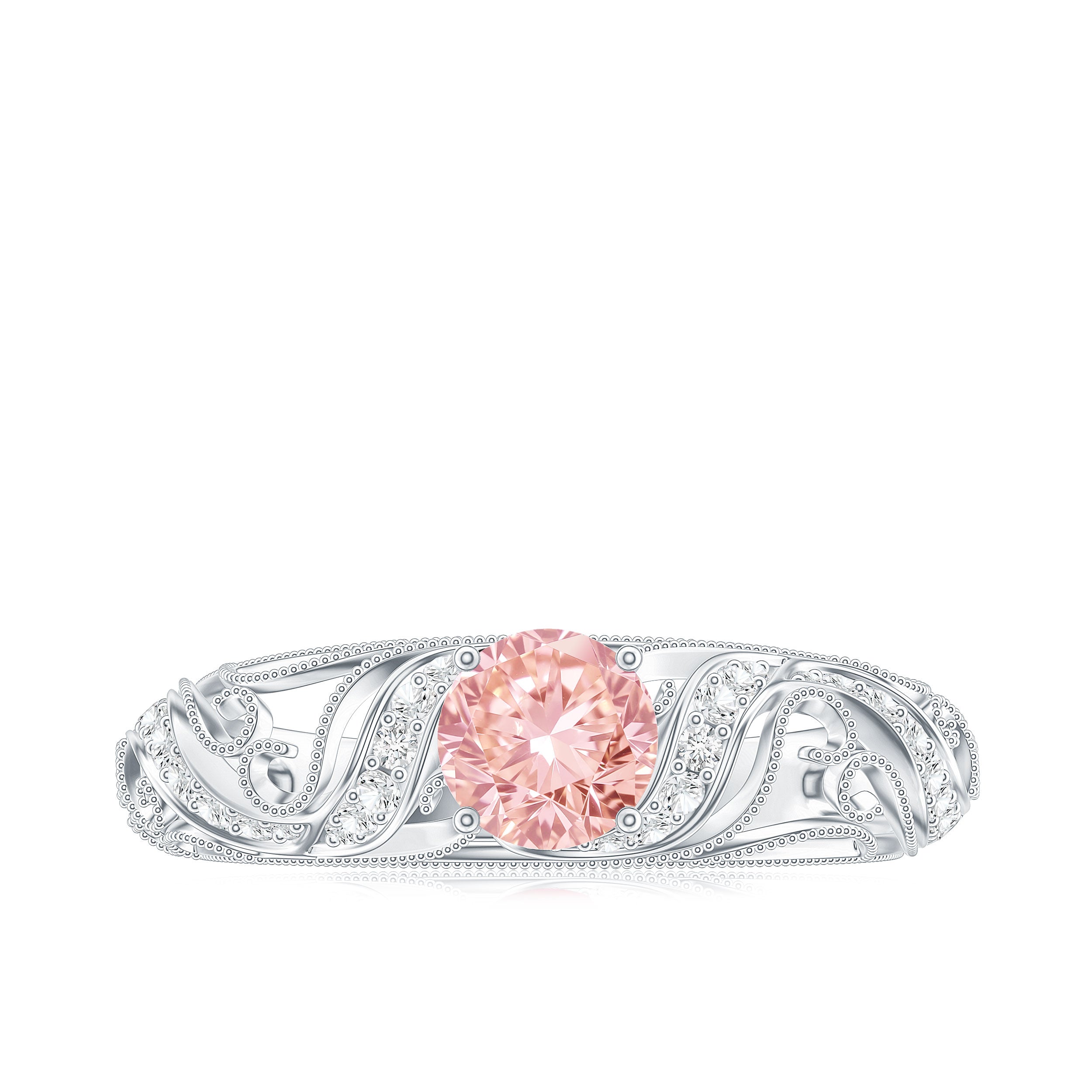 Lab Grown Pink Diamond Vintage Inspired Engagement Ring IGI Certified E-VS1 - Rosec Jewels