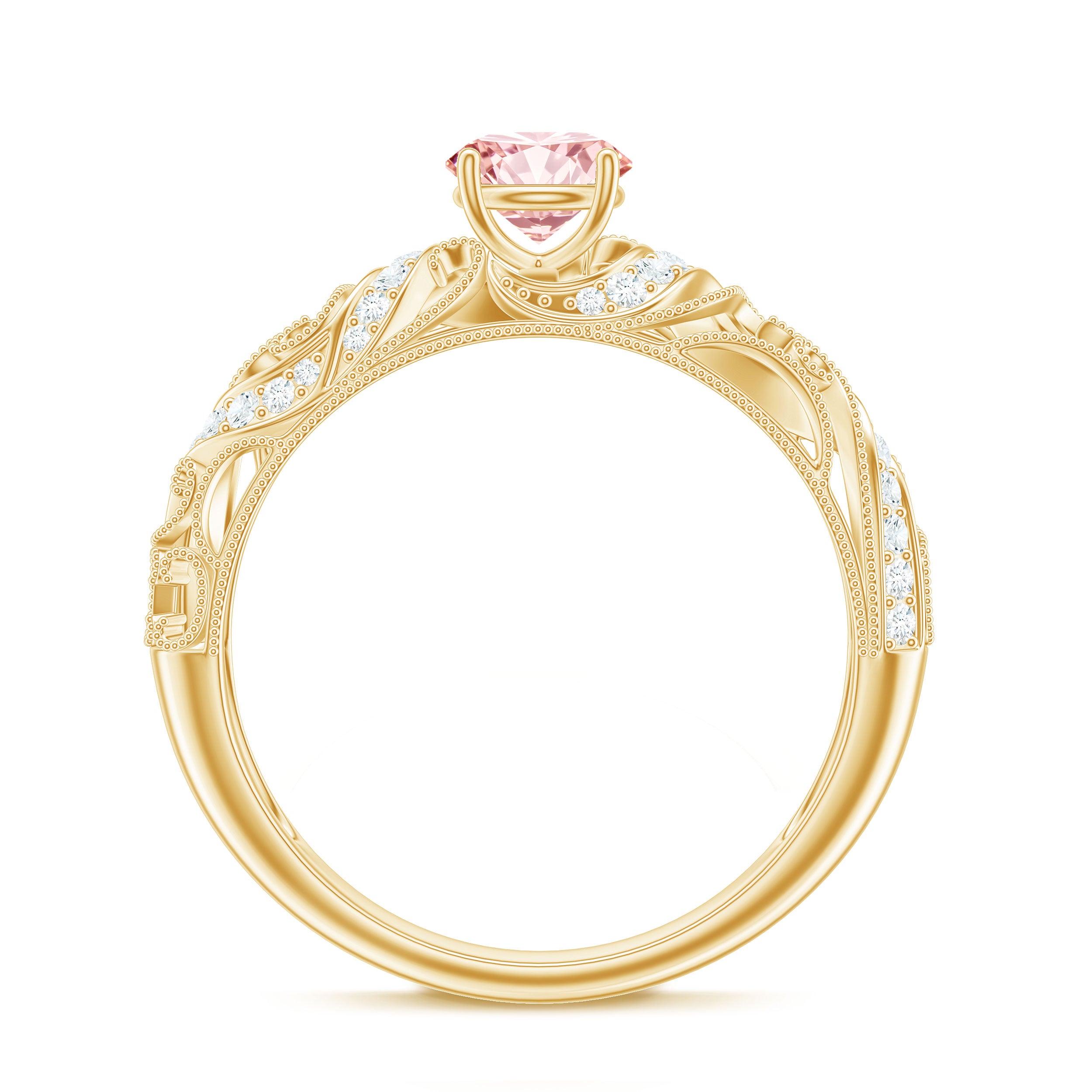 Lab Grown Pink Diamond Vintage Inspired Engagement Ring IGI Certified E-VS1 - Rosec Jewels