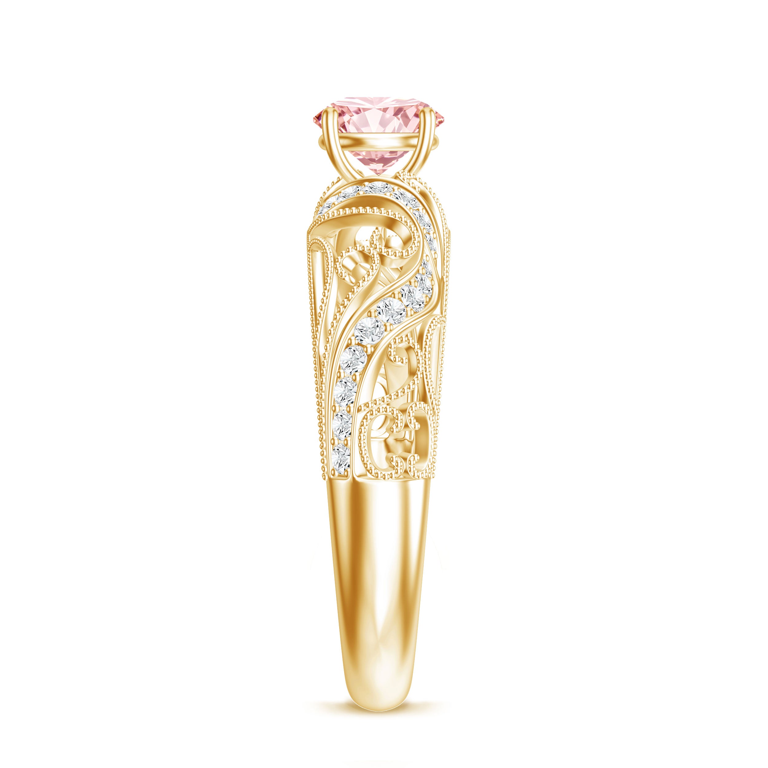 Lab Grown Pink Diamond Vintage Inspired Engagement Ring IGI Certified E-VS1 - Rosec Jewels
