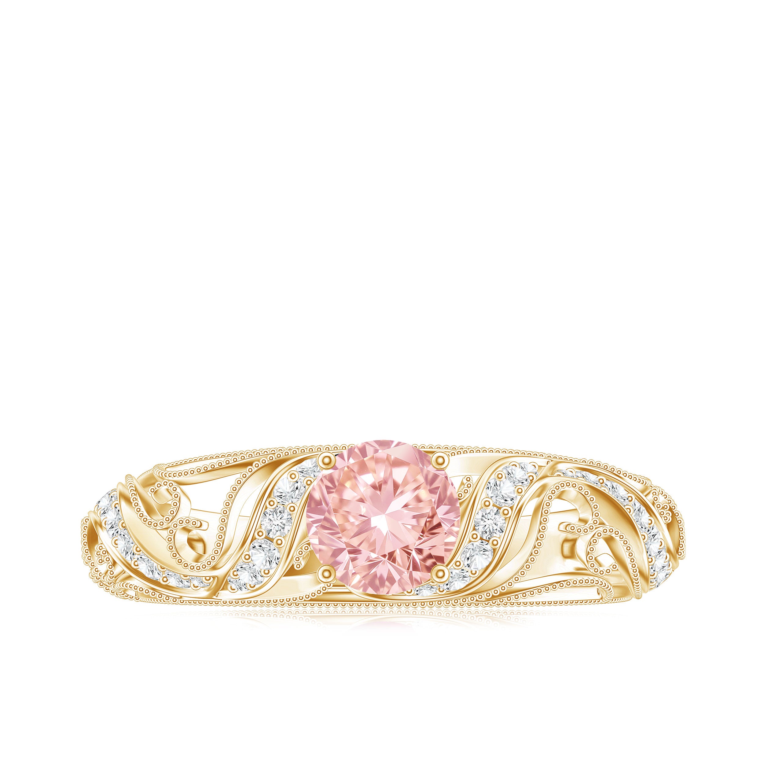 Lab Grown Pink Diamond Vintage Inspired Engagement Ring IGI Certified E-VS1 - Rosec Jewels