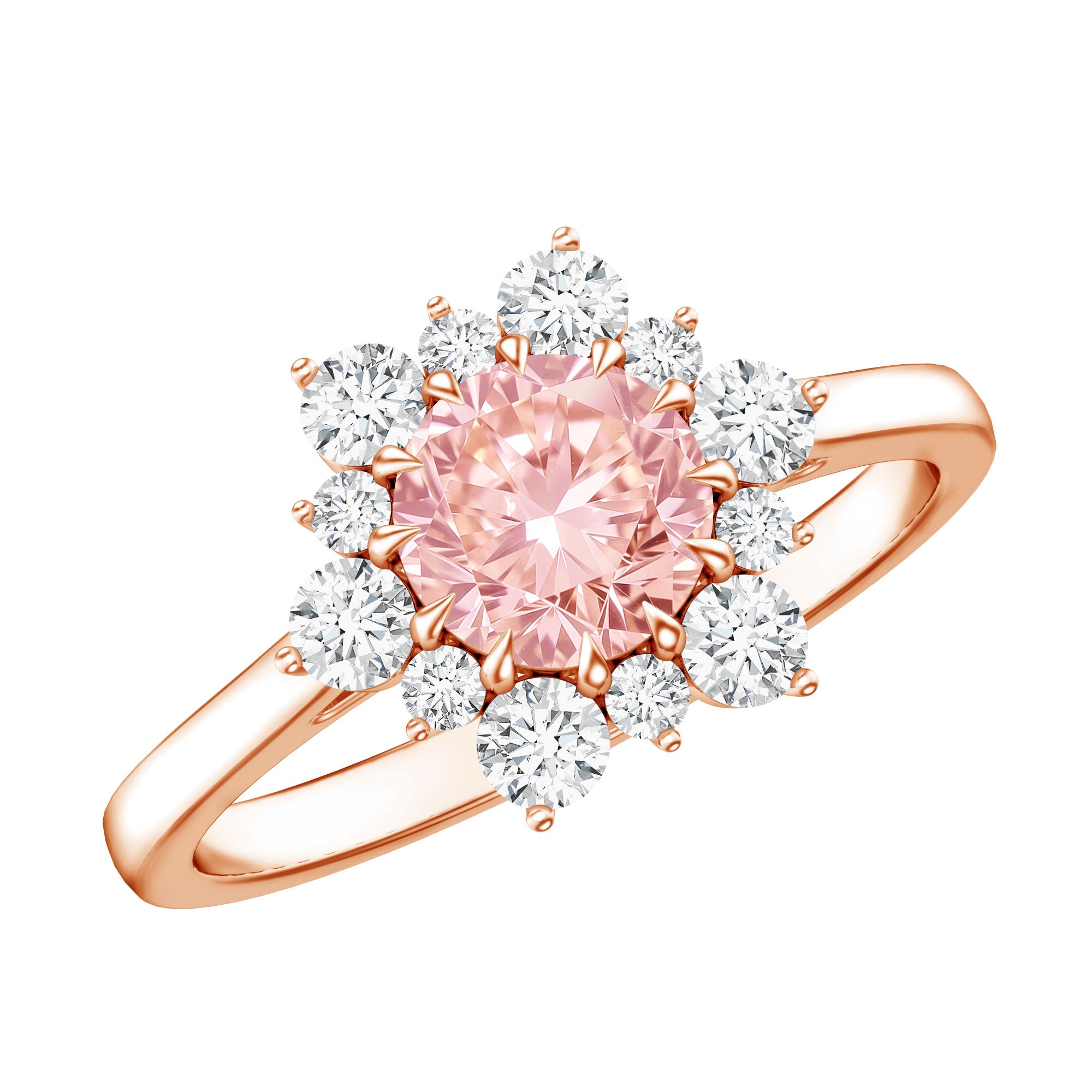 IGI Certified 1 CT Lab Grown Pink and White Diamond Halo Engagement Ring E-VS1 - Rosec Jewels
