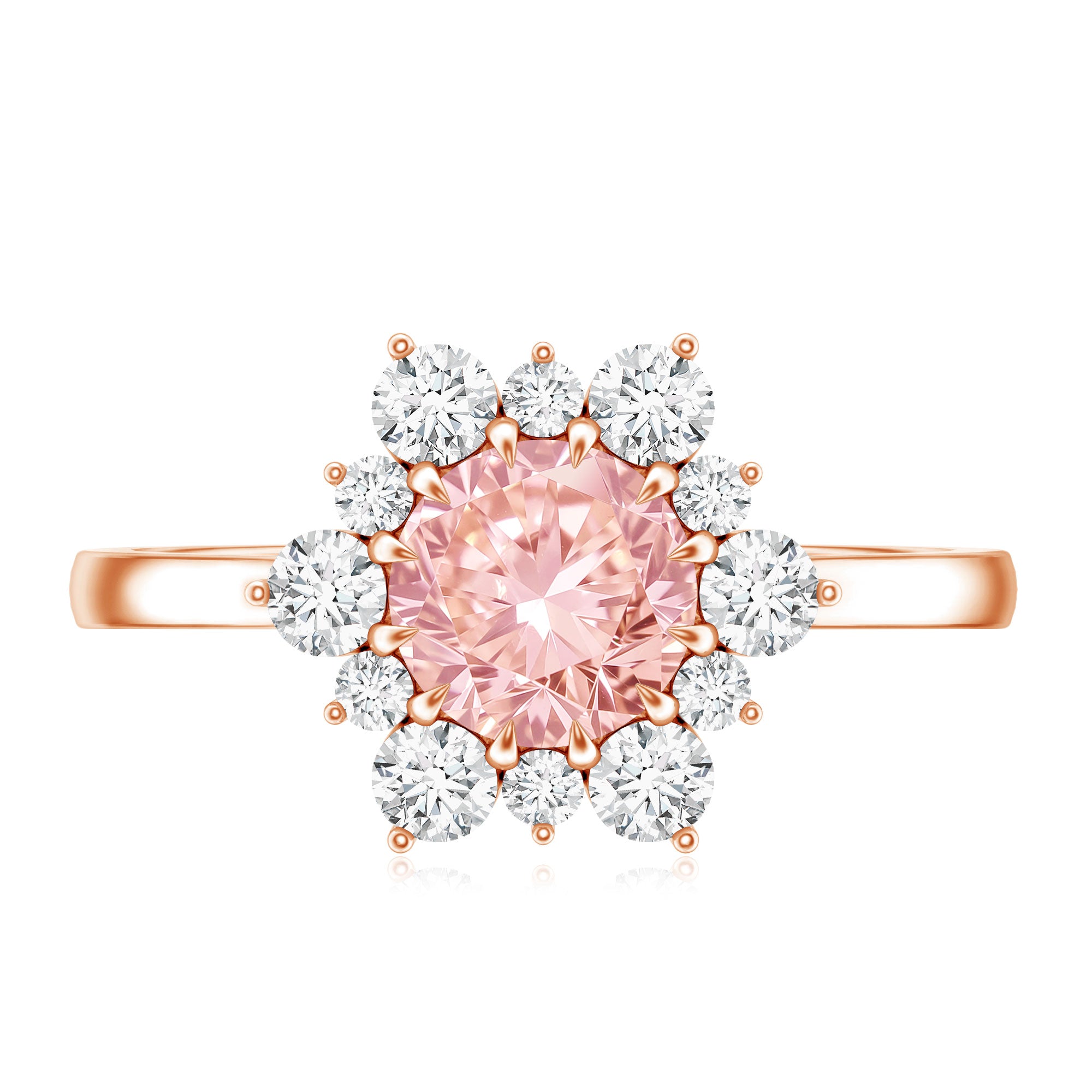 IGI Certified 1 CT Lab Grown Pink and White Diamond Halo Engagement Ring Fancy Pink - VS1 - Rosec Jewels