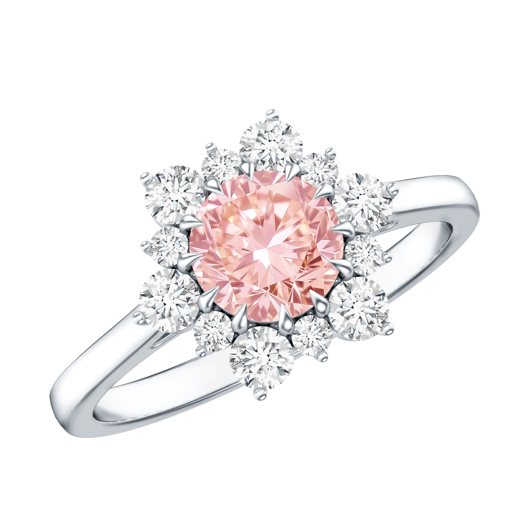 Rosec Jewels-1 CT Lab Grown Pink and White Diamond Halo Engagement Ring
