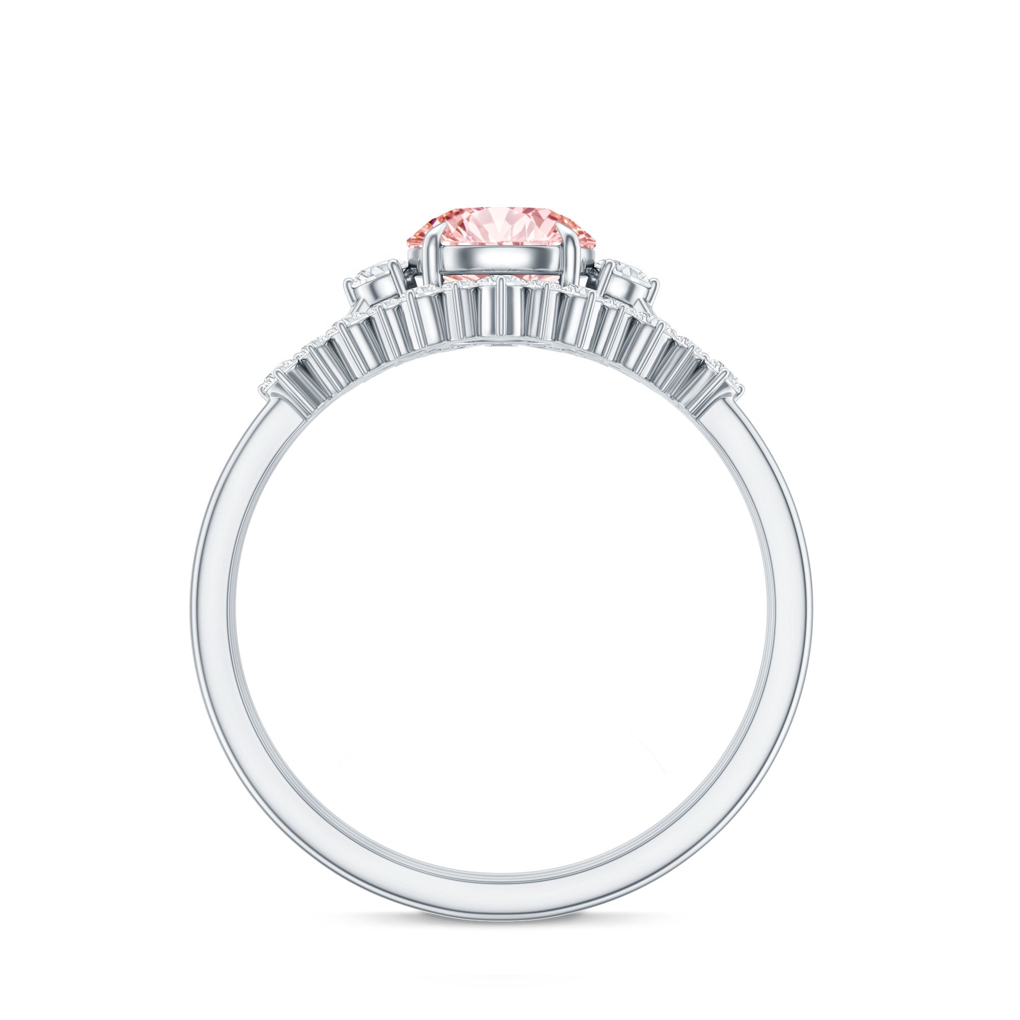 IGI Certified Lab Grown Pink White Diamond Trio Wedding Ring Set Fancy Pink - VS1 - Rosec Jewels