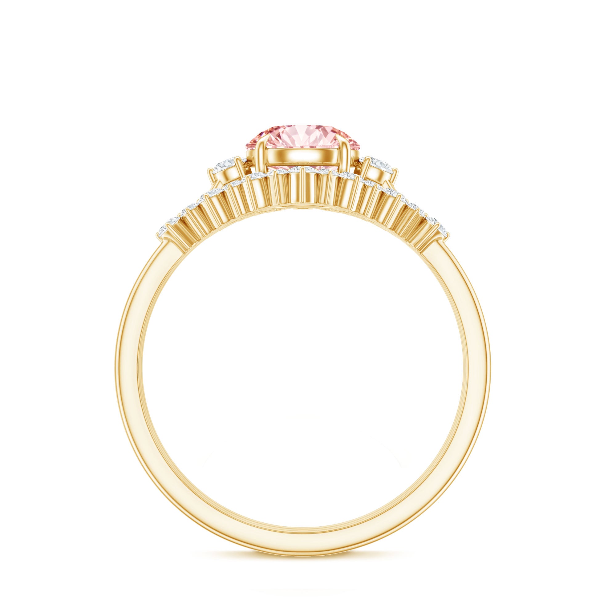 IGI Certified Lab Grown Pink White Diamond Trio Wedding Ring Set Fancy Pink - VS1 - Rosec Jewels