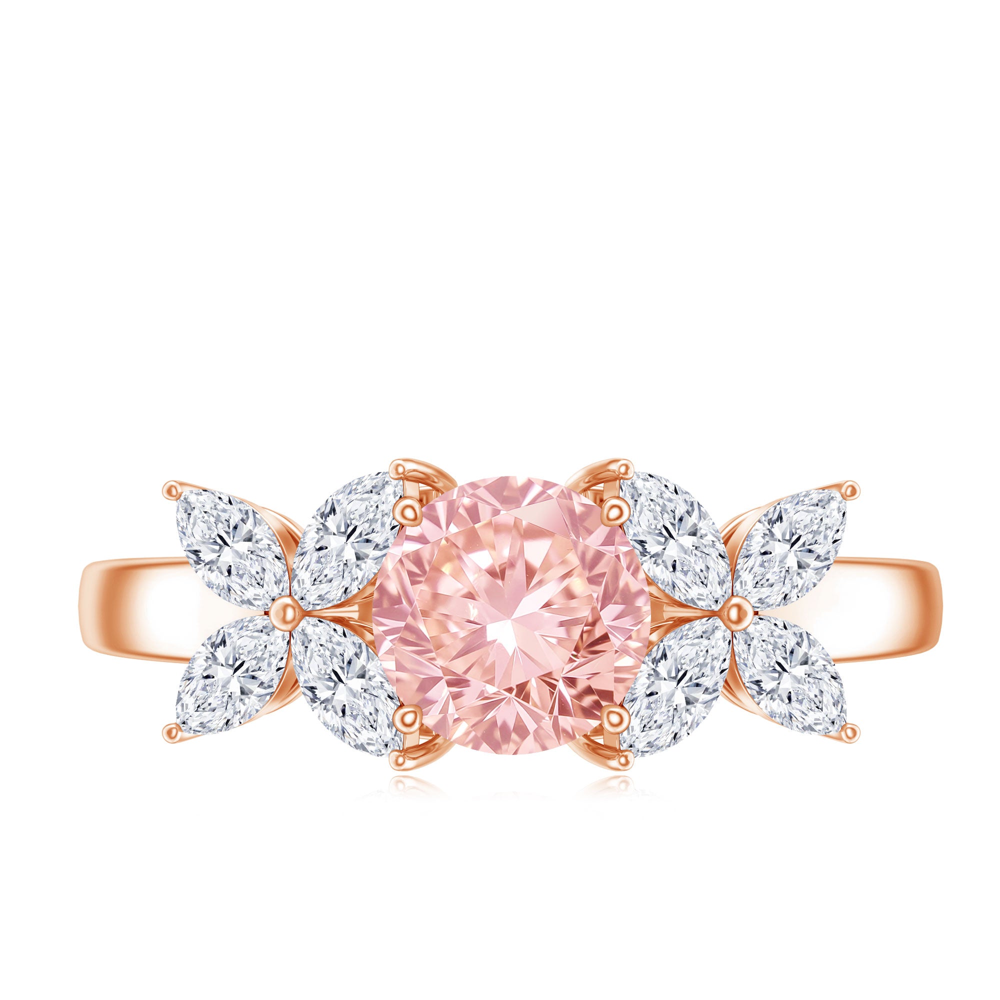 Rosec Jewels-Lab Grown Pink White Diamond Flower Engagement Ring