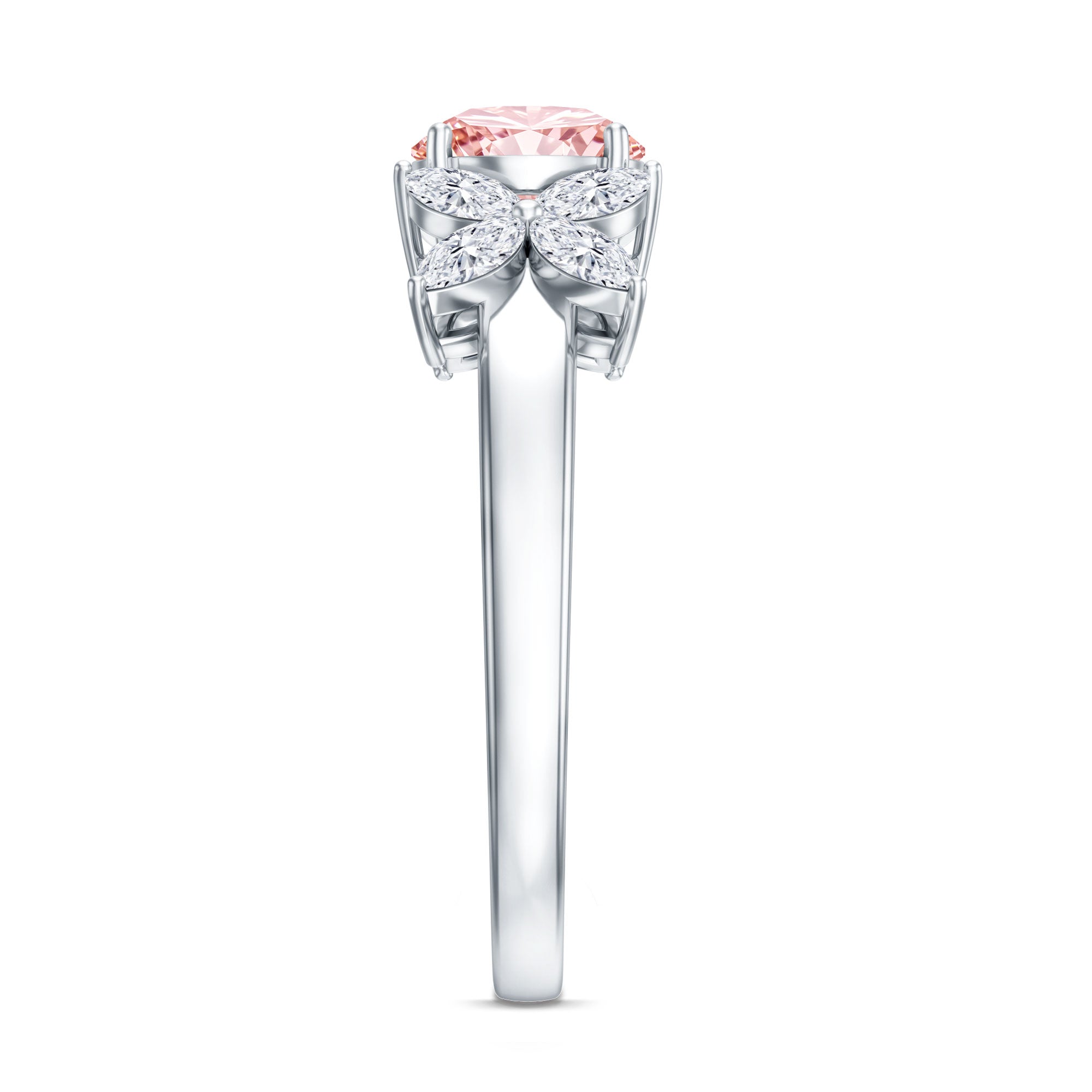 IGI Certified Lab Grown Pink White Diamond Flower Engagement Ring E-VS1 - Rosec Jewels