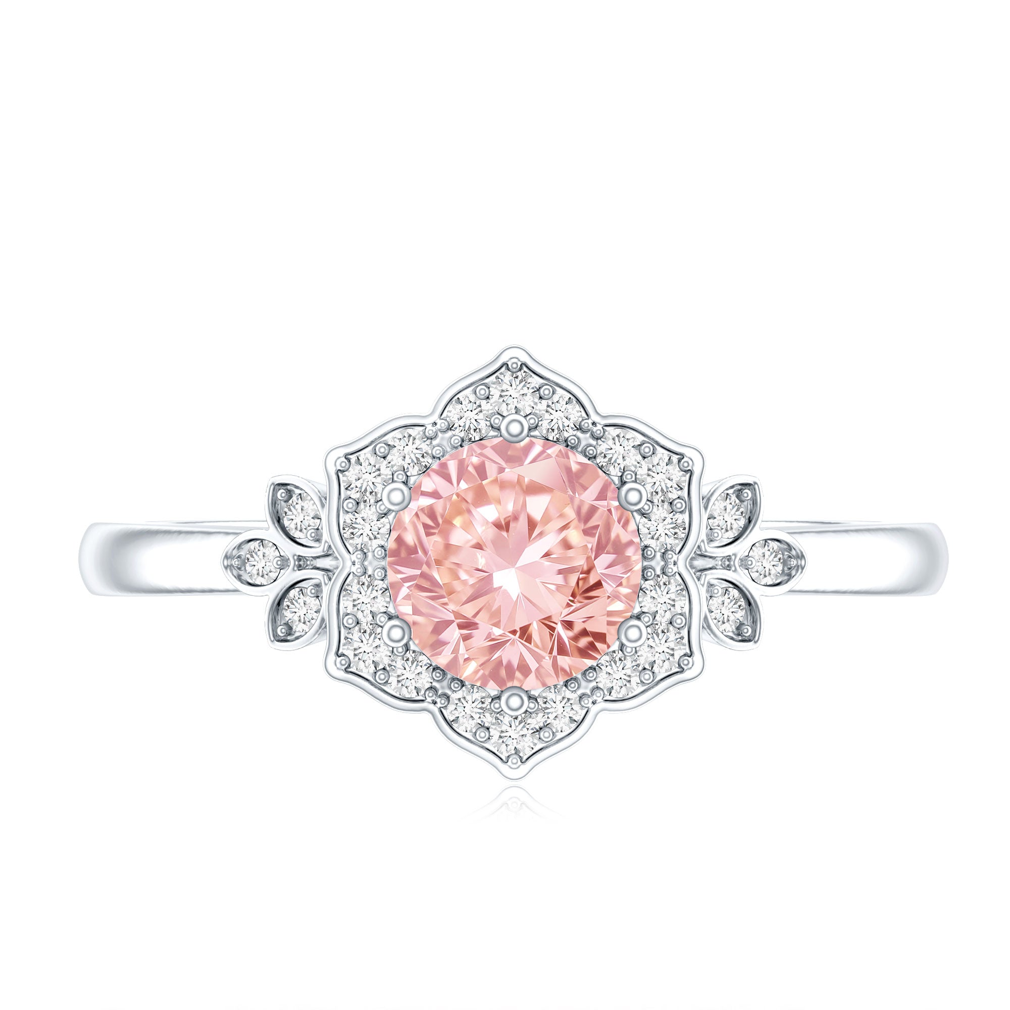 Pink and White Lab Grown Diamond Designer Engagement Ring with IGI Certificate Fancy Pink - VS1 - Rosec Jewels