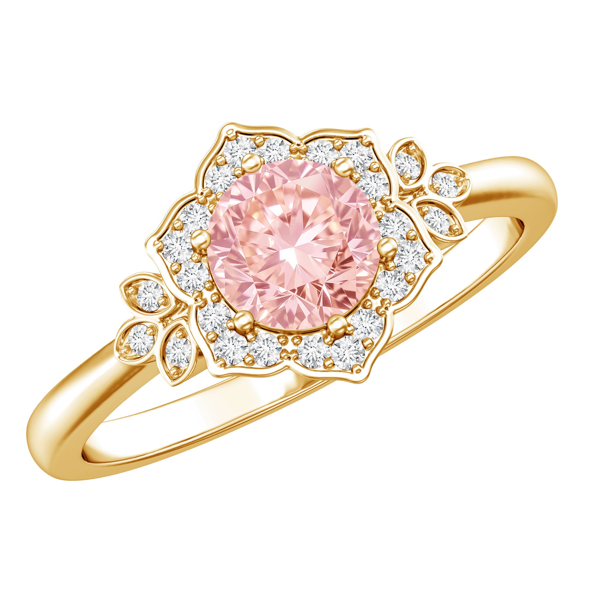 Pink and White Lab Grown Diamond Designer Engagement Ring with IGI Certificate Fancy Pink - VS1 - Rosec Jewels
