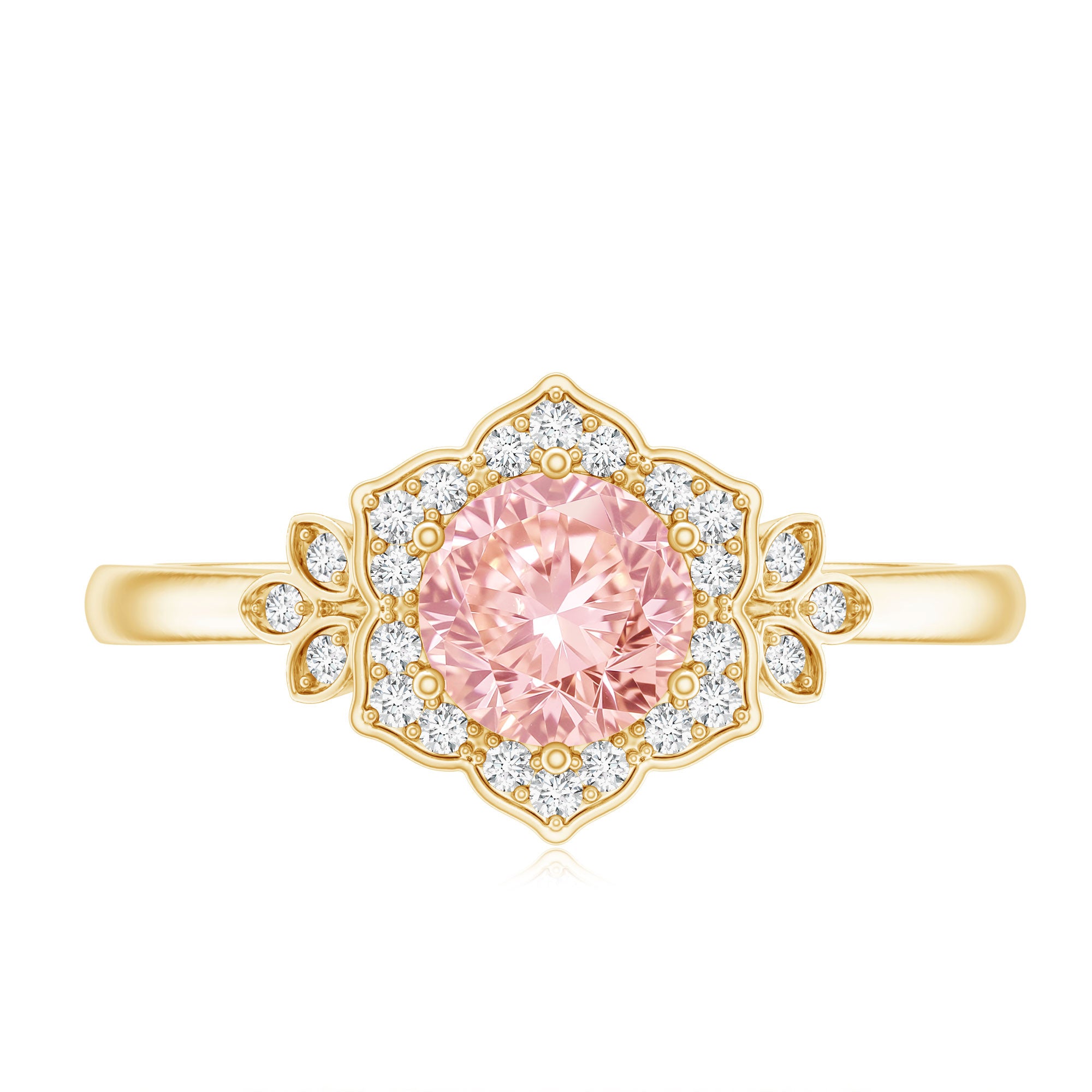 Pink and White Lab Grown Diamond Designer Engagement Ring with IGI Certificate Fancy Pink - VS1 - Rosec Jewels