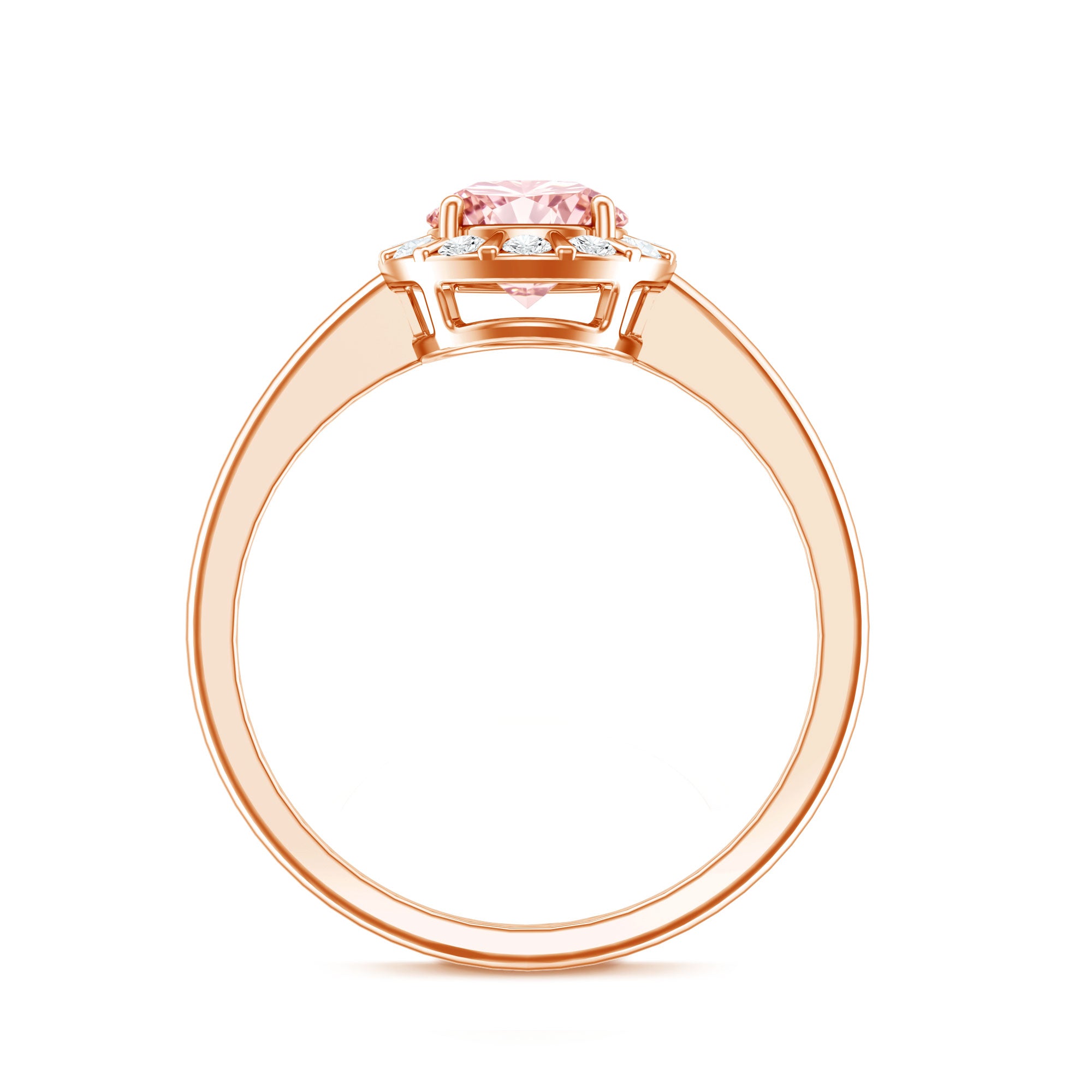 Fancy Intense Pink Lab Grown Diamond Halo Engagement Ring with IGI Certificate E-VS1 - Rosec Jewels