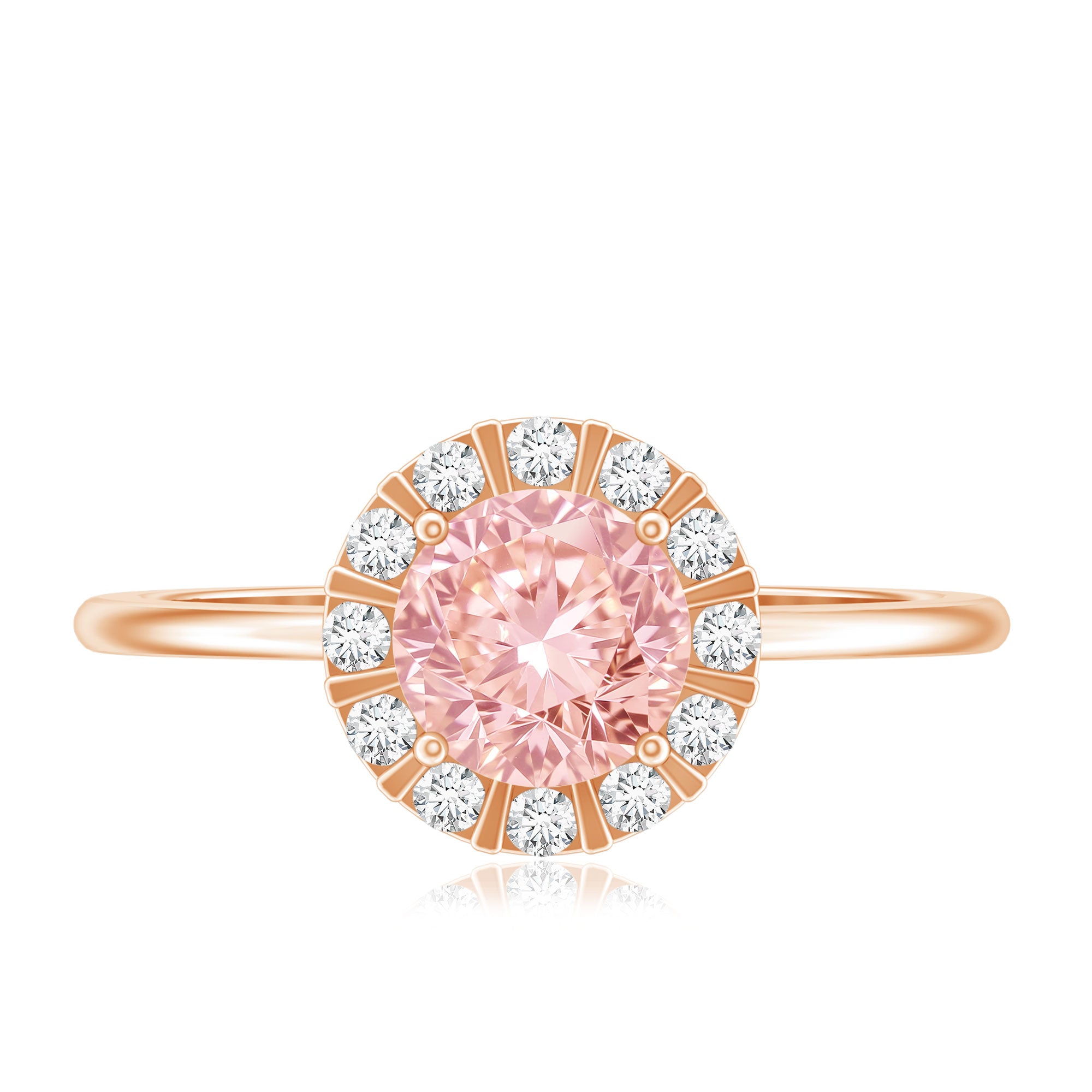 Fancy Intense Pink Lab Grown Diamond Halo Engagement Ring with IGI Certificate E-VS1 - Rosec Jewels