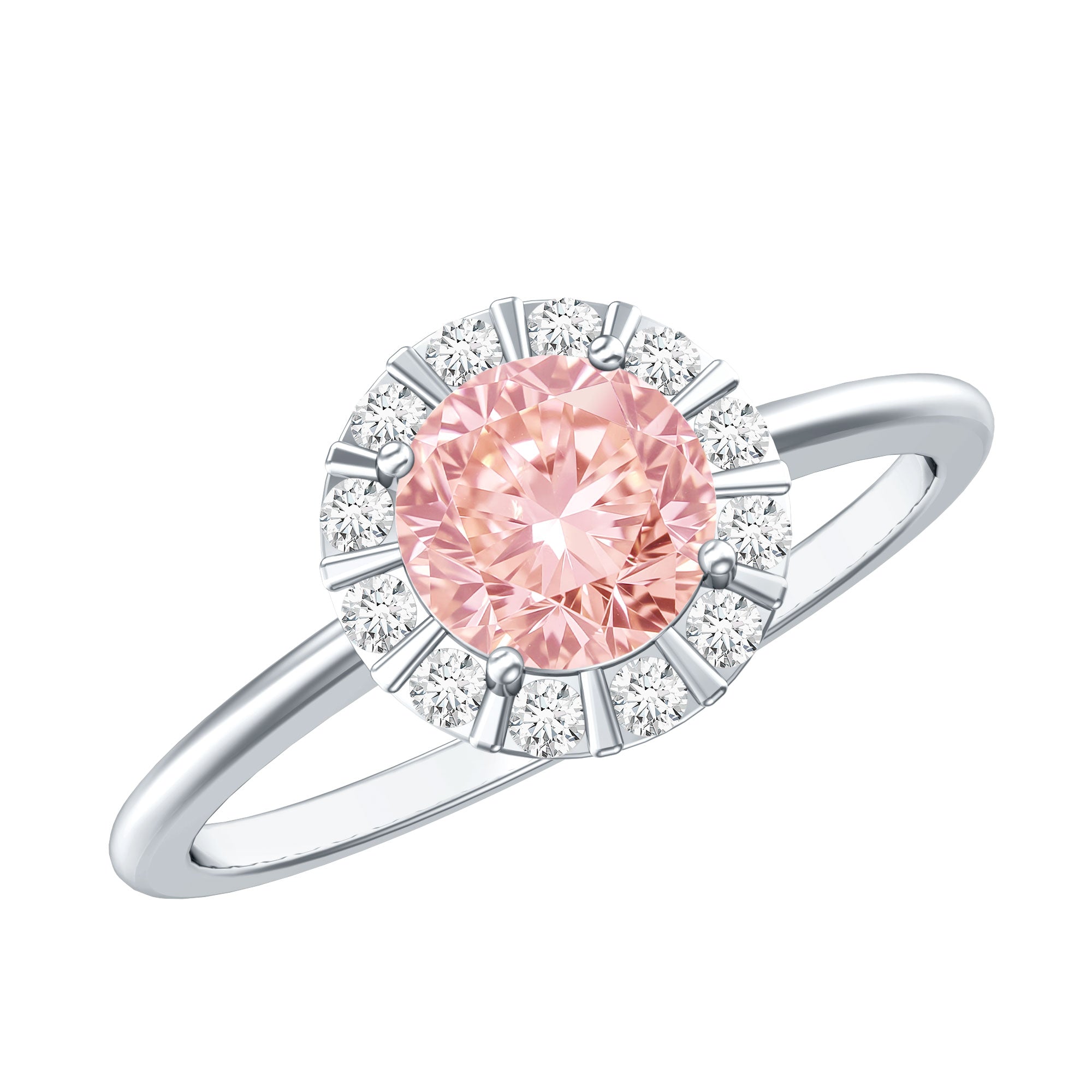 Fancy Intense Pink Lab Grown Diamond Halo Engagement Ring with IGI Certificate Fancy Pink - VS1 - Rosec Jewels