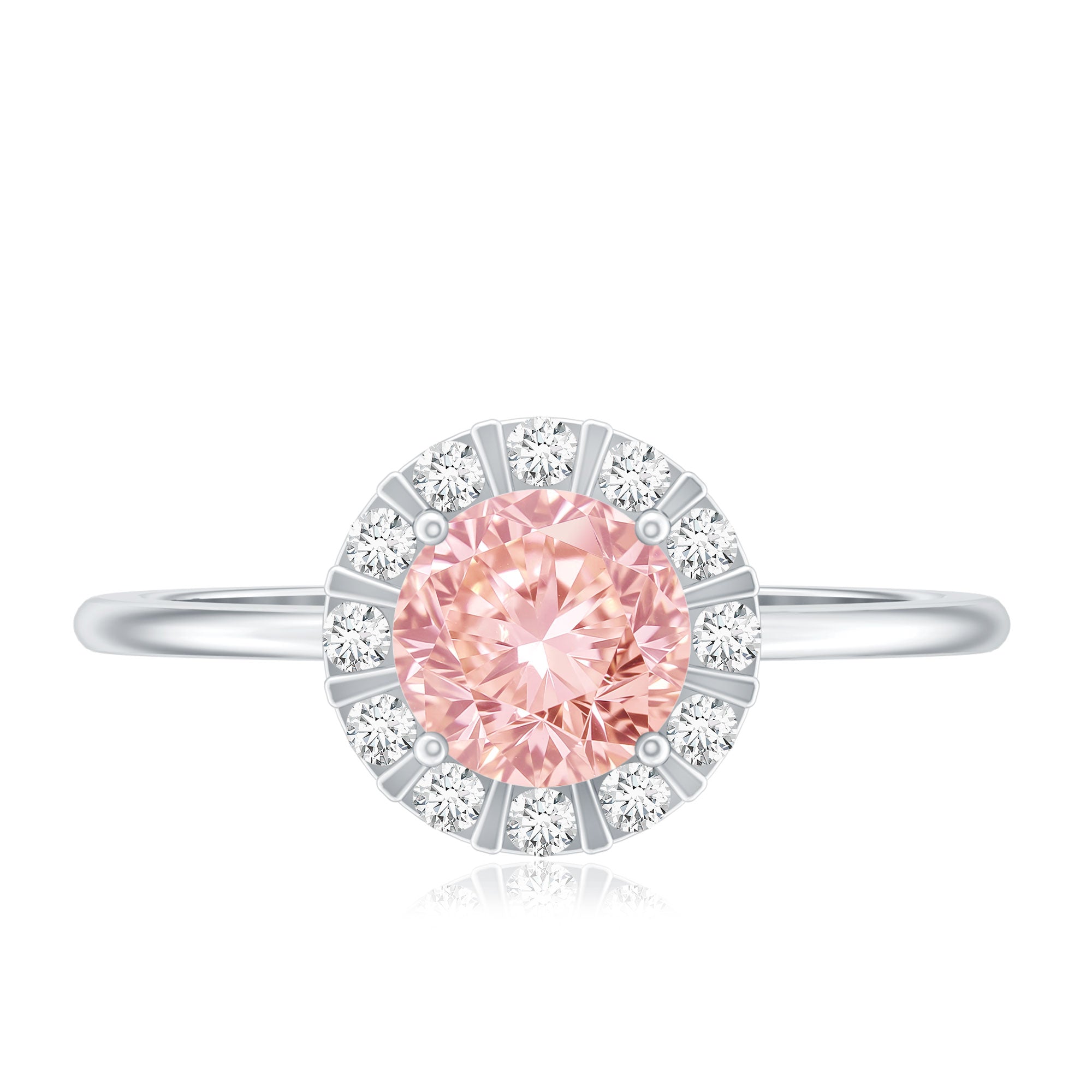 Fancy Intense Pink Lab Grown Diamond Halo Engagement Ring with IGI Certificate Fancy Pink - VS1 - Rosec Jewels