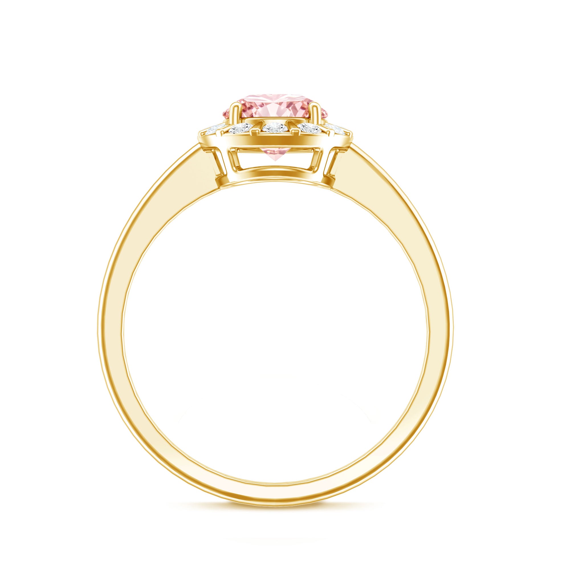 Fancy Intense Pink Lab Grown Diamond Halo Engagement Ring with IGI Certificate E-VS1 - Rosec Jewels