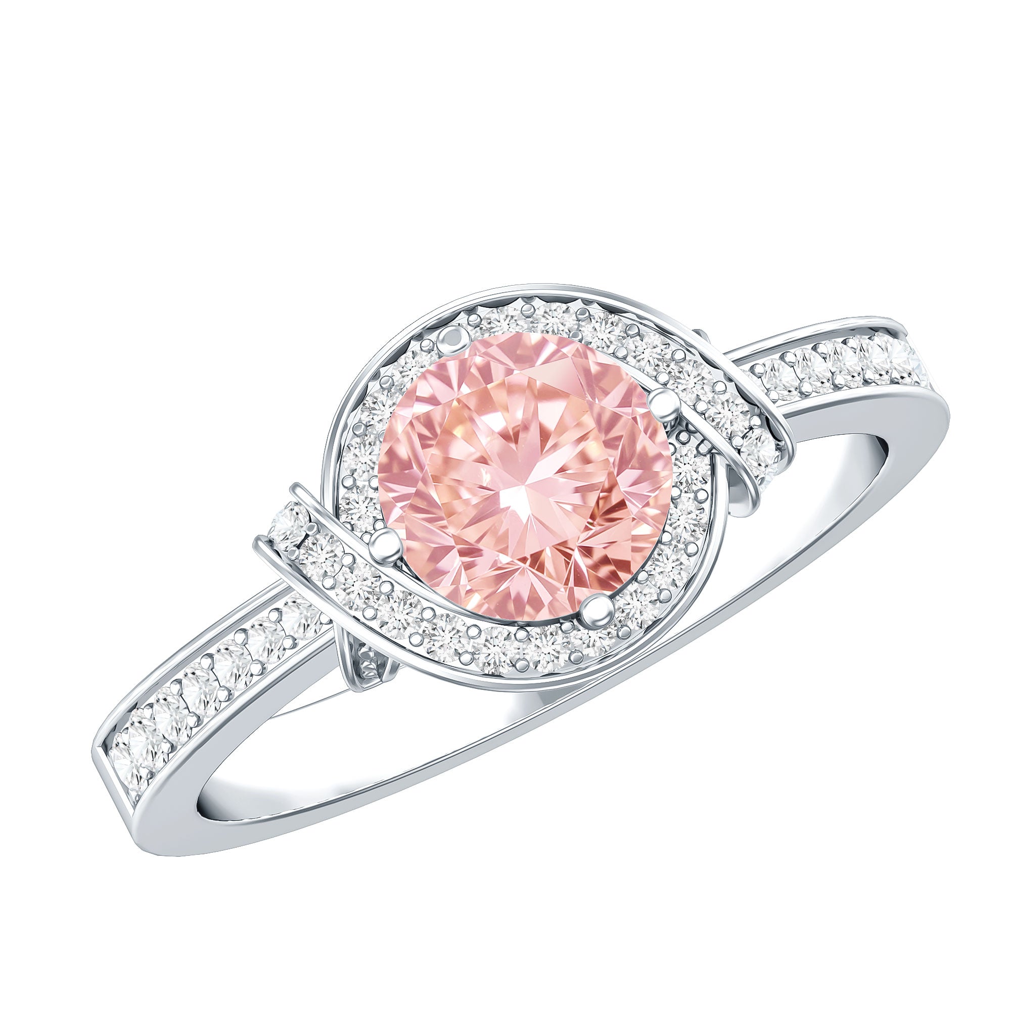 IGI Certified Lab Grown Pink Diamond Halo Engagement Ring for Women Fancy Pink - VS1 - Rosec Jewels