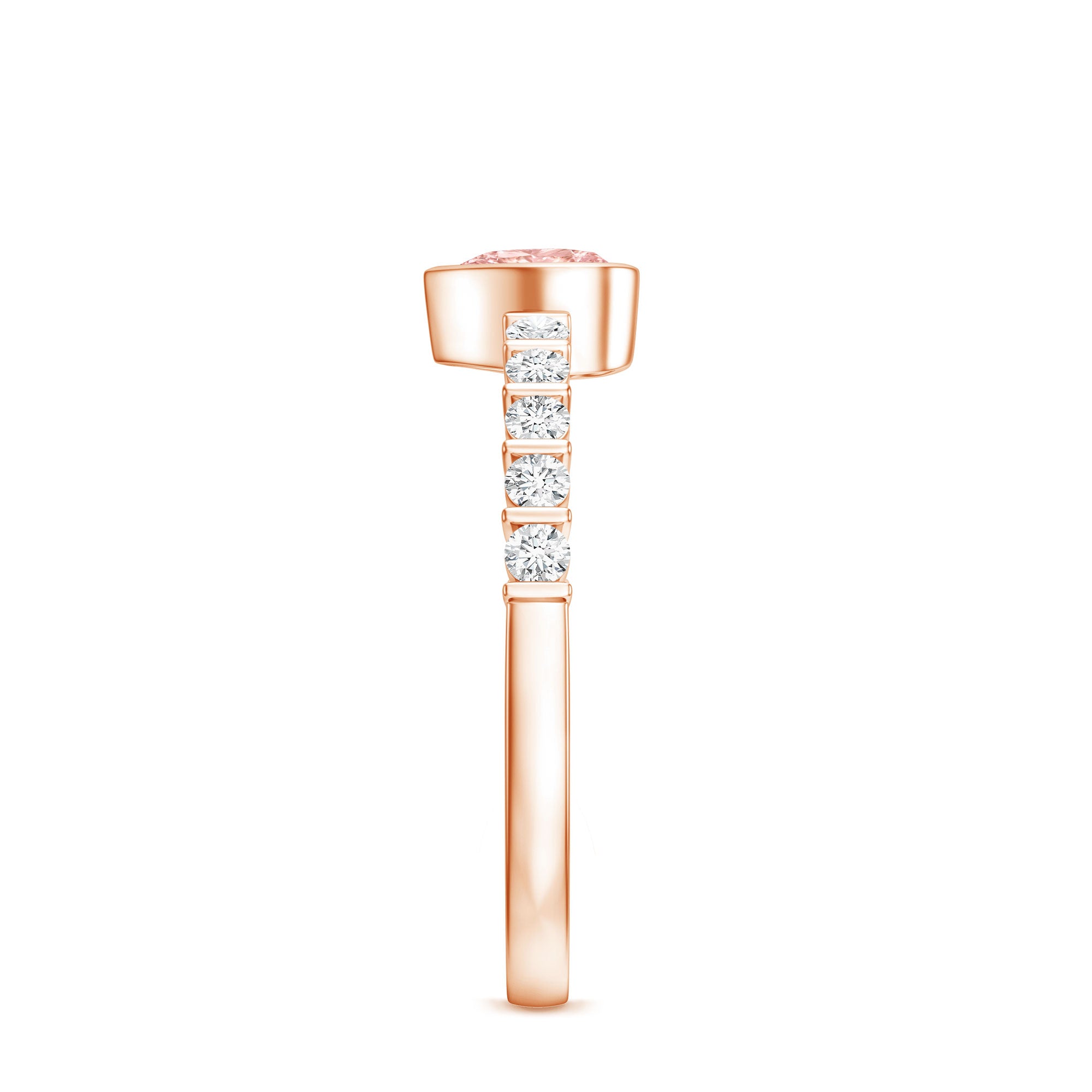 IGI Certified 1 CT Lab Grown Pink Diamond Heart Engagement Ring with Side Stones E-VS1 - Rosec Jewels