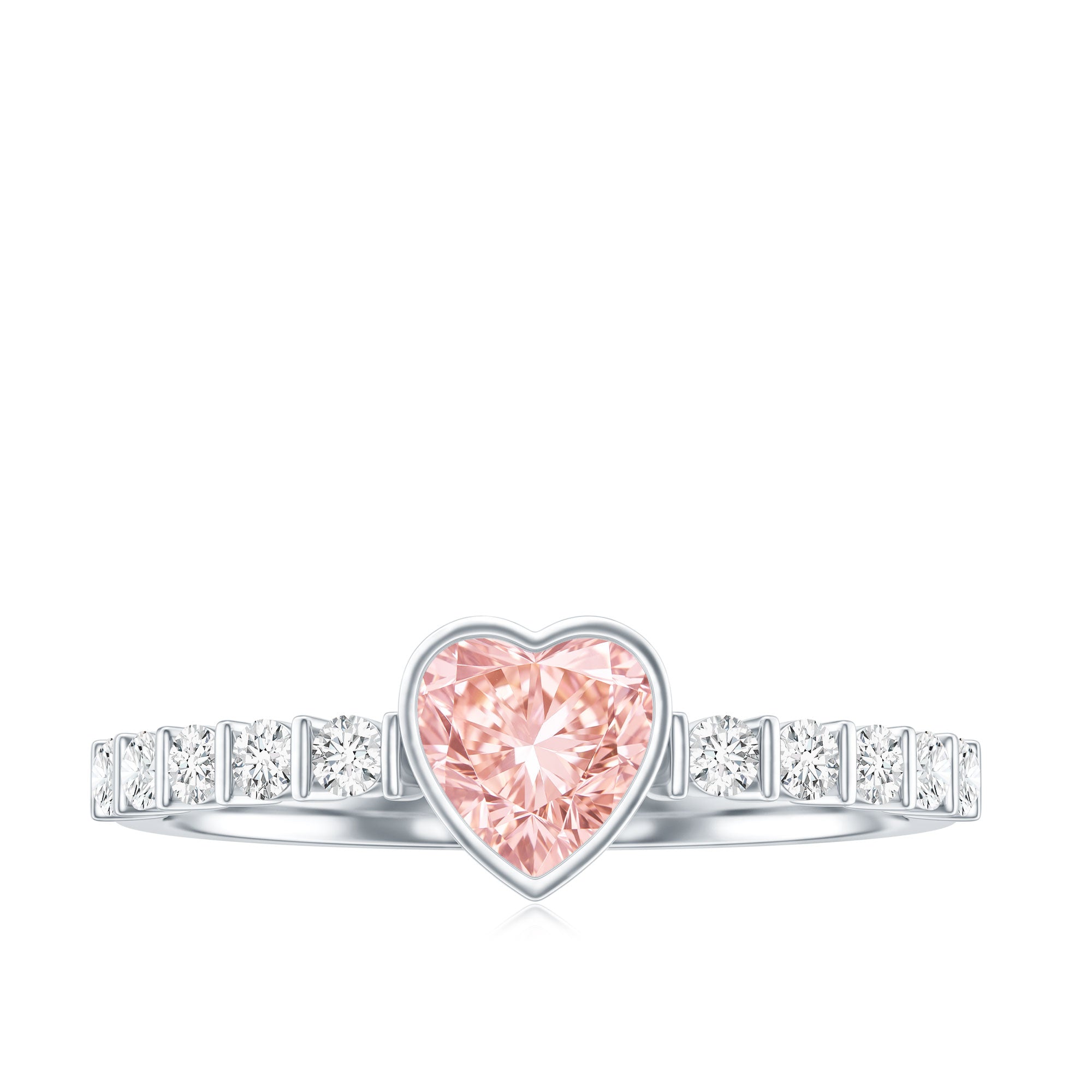 IGI Certified 1 CT Lab Grown Pink Diamond Heart Engagement Ring with Side Stones Fancy Pink - VS1 - Rosec Jewels