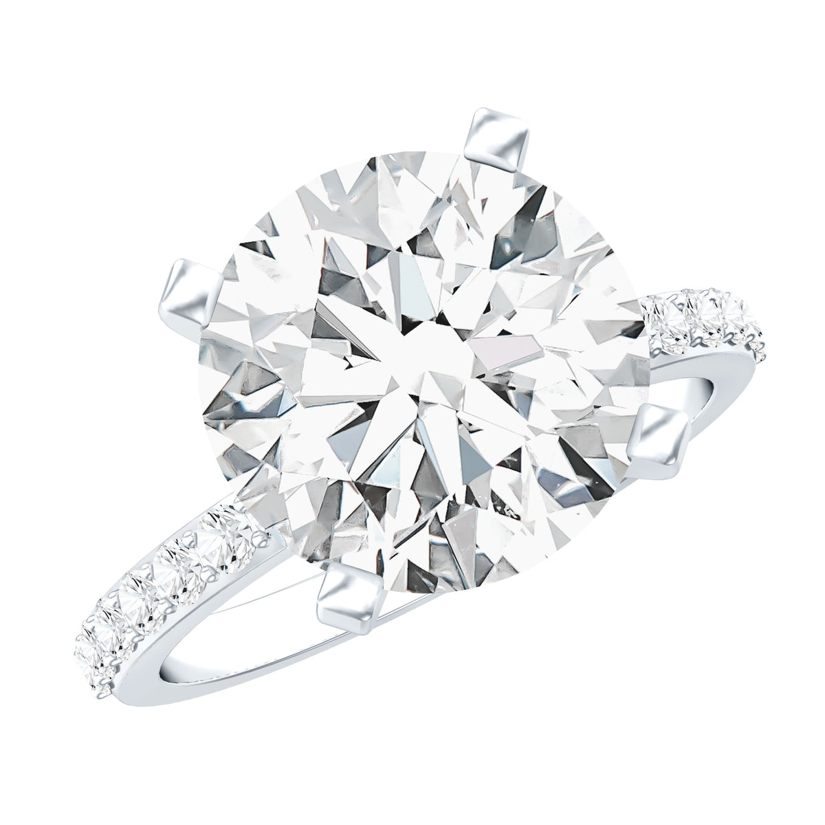Lab Grown 4 Carat Diamond Solitaire Engagement Ring with IGI Certificate Lab - ( E-VS1 ) - Rosec Jewels
