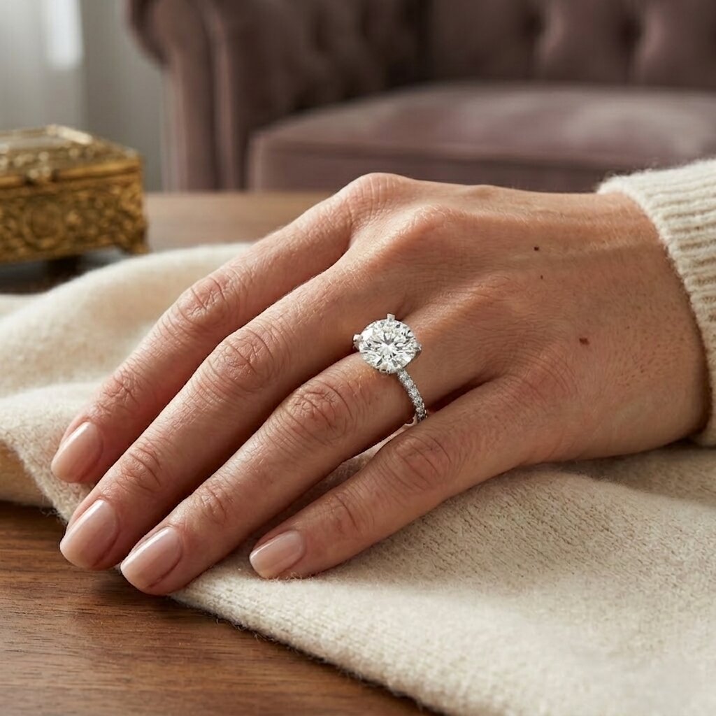 Lab Grown 4 Carat Diamond Solitaire Engagement Ring with IGI Certificate Lab - ( E-VS1 ) - Rosec Jewels