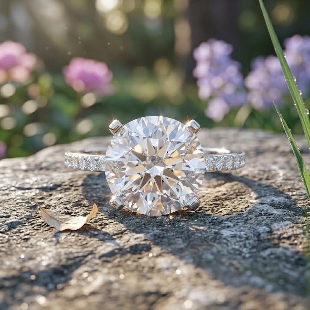 Lab Grown 4 Carat Diamond Solitaire Engagement Ring with IGI Certificate Lab - ( E-VS1 ) - Rosec Jewels