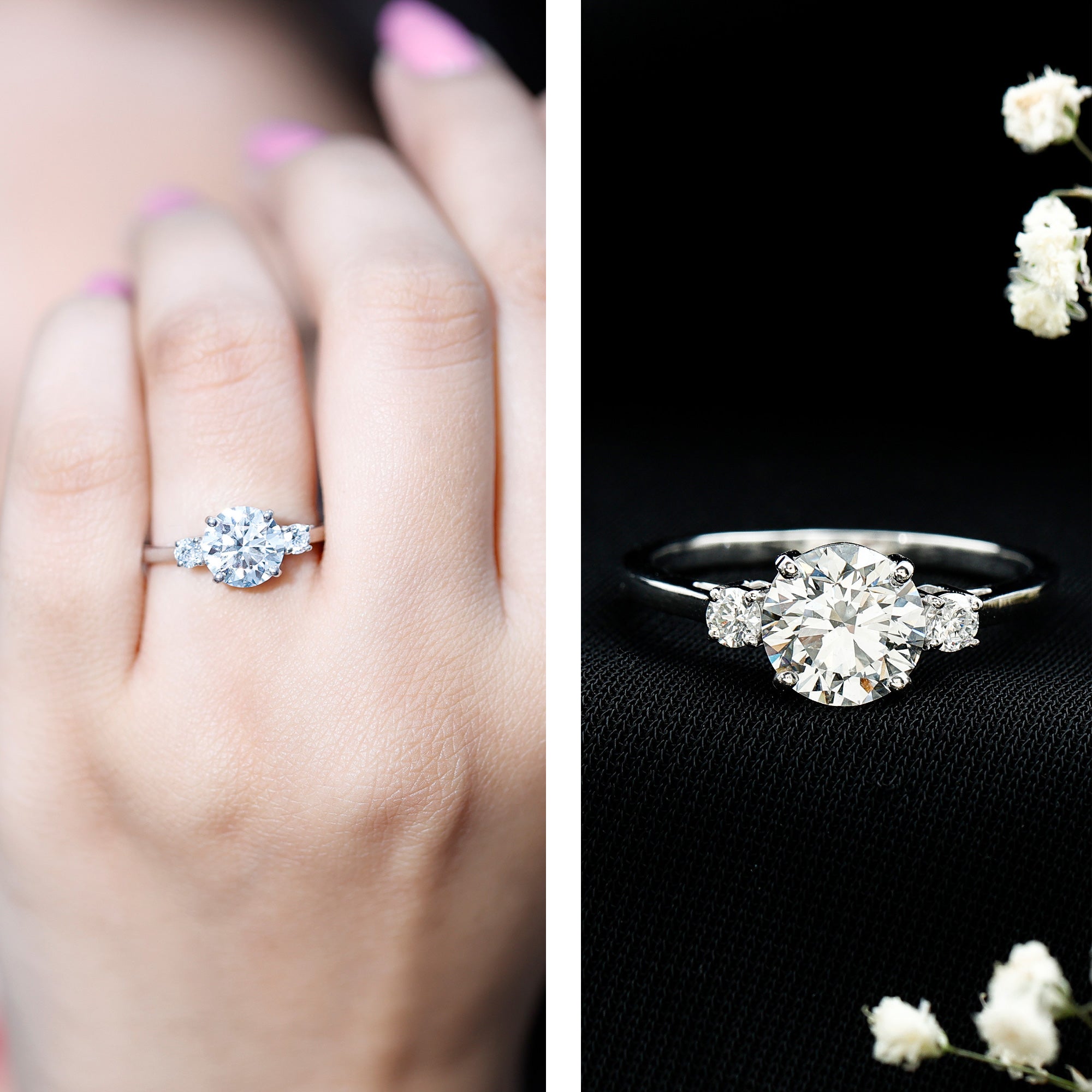 IGI Certified Round Cut Lab Grown Diamond 2 Carat Engagement Ring Lab - ( E-VS1 ) - Rosec Jewels